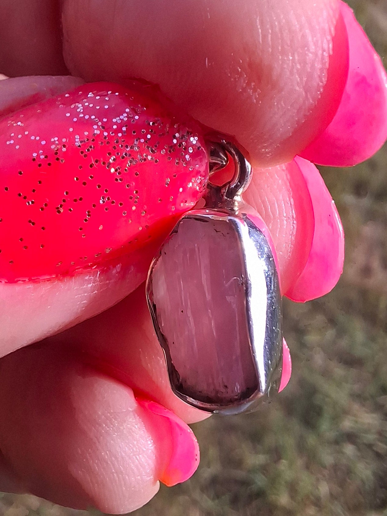 Pink Tourmaline Pendant, 925 Silver, Crystal (Ref: PT69)