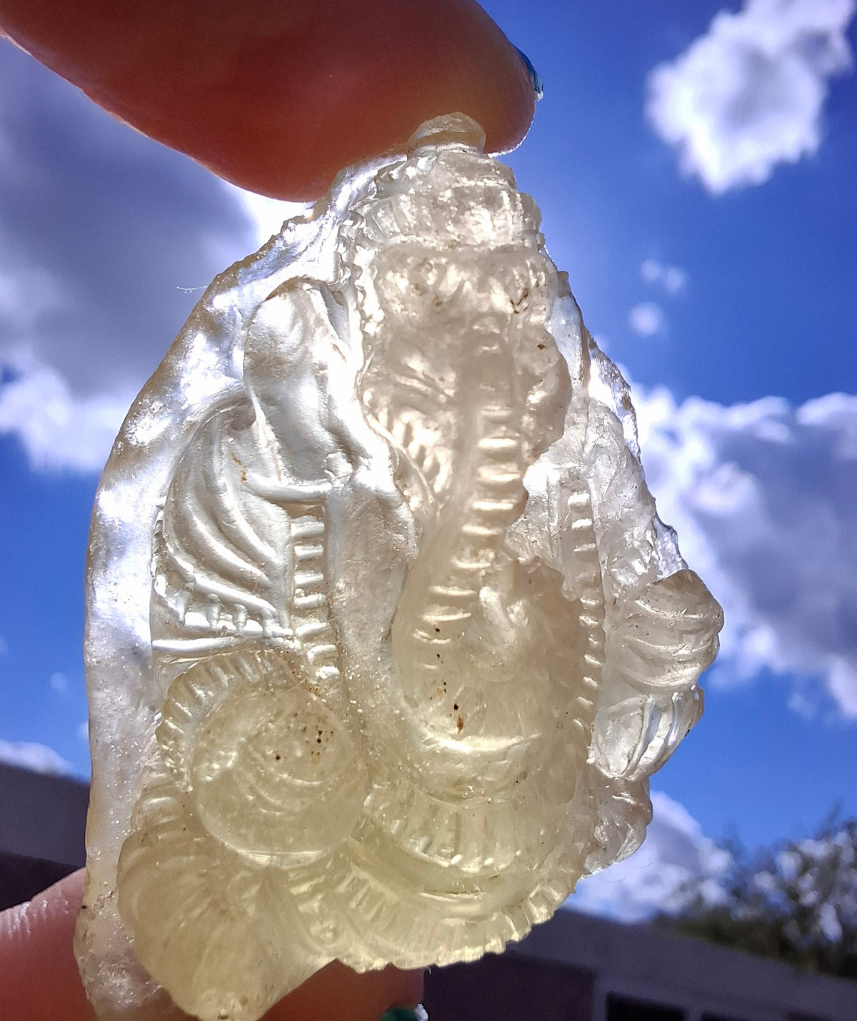 Libyan Desert Glass carving, GANESHA, 26.47g, Tektite (Ref: Ganesha1)