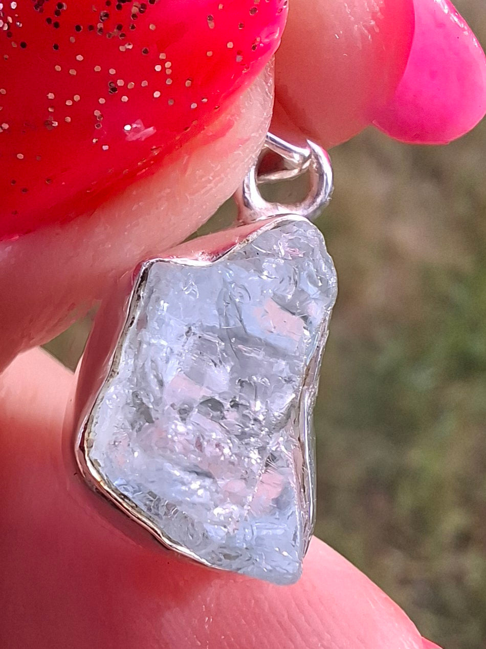 Aquamarine Pendant, 925 Silver, Crystal (Ref: AQ14)