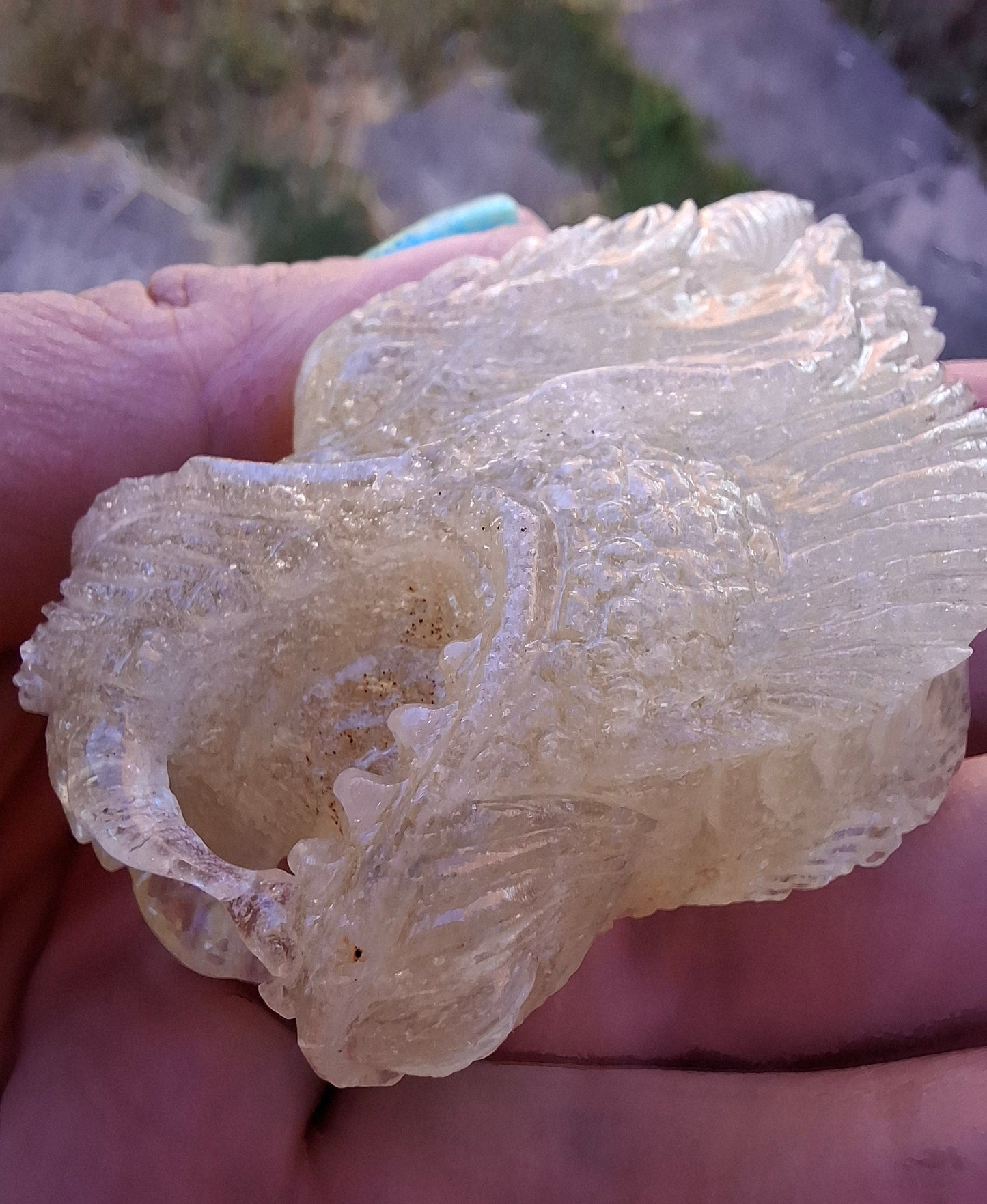 Libyan Desert Glass DRAGON HEAD Carving, 75.84g, Tektite (Ref: Dragon1)