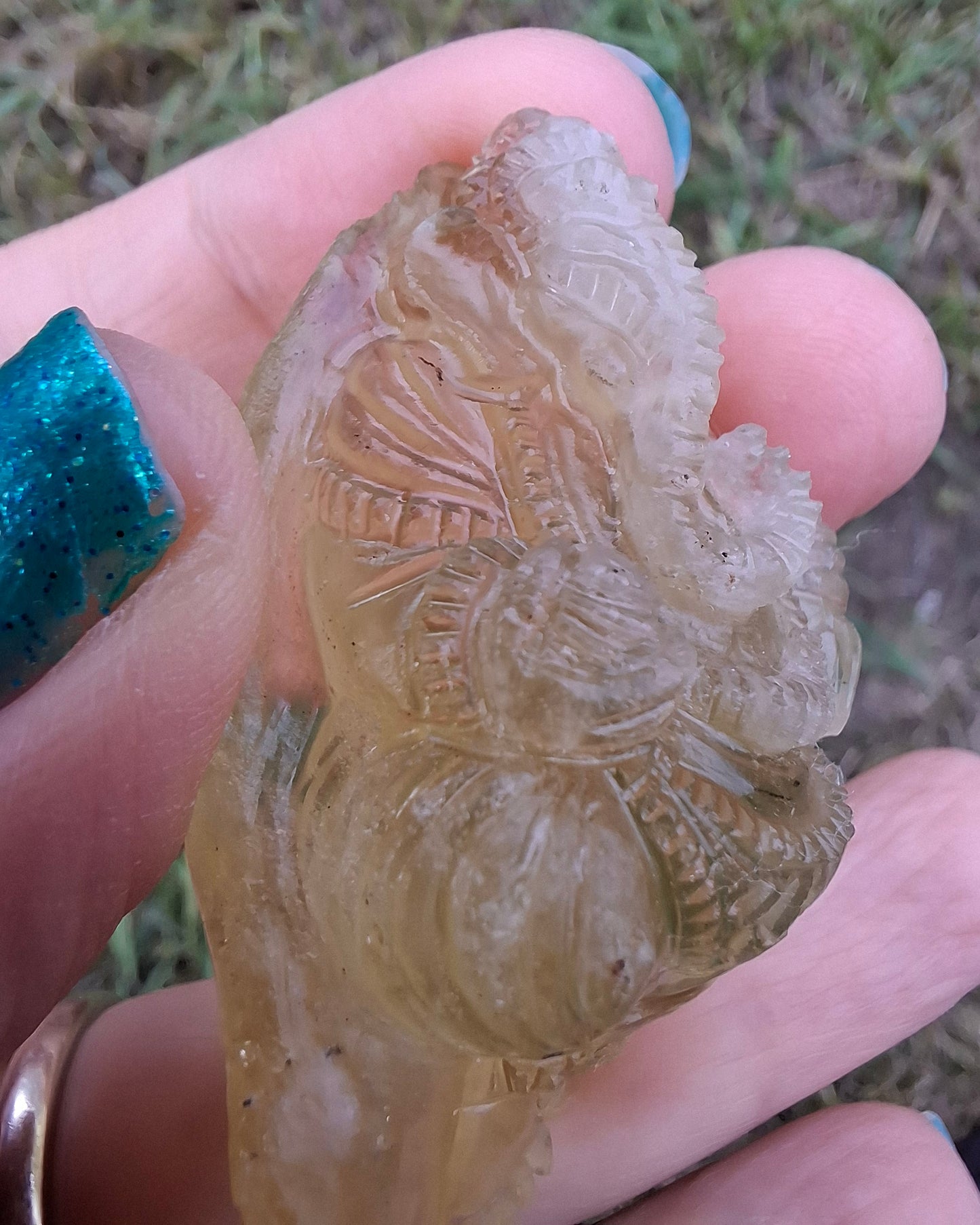Libyan Desert Glass carving, GANESHA, 26.47g, Tektite (Ref: Ganesha1)