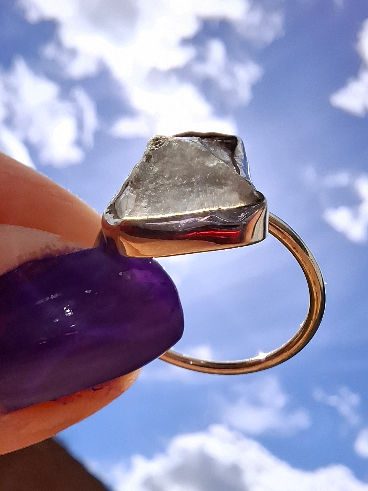 Libyan Desert Glass Ring, size large P, 925 Silver, Tektite (Ref: LR30)