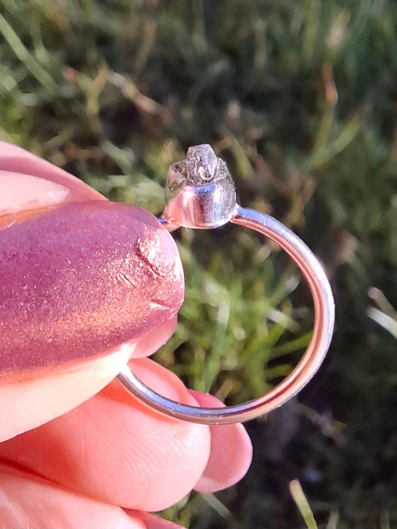 Moldavite Ring, size large K/small L, 925 Silver, Tektite (Ref: R58)