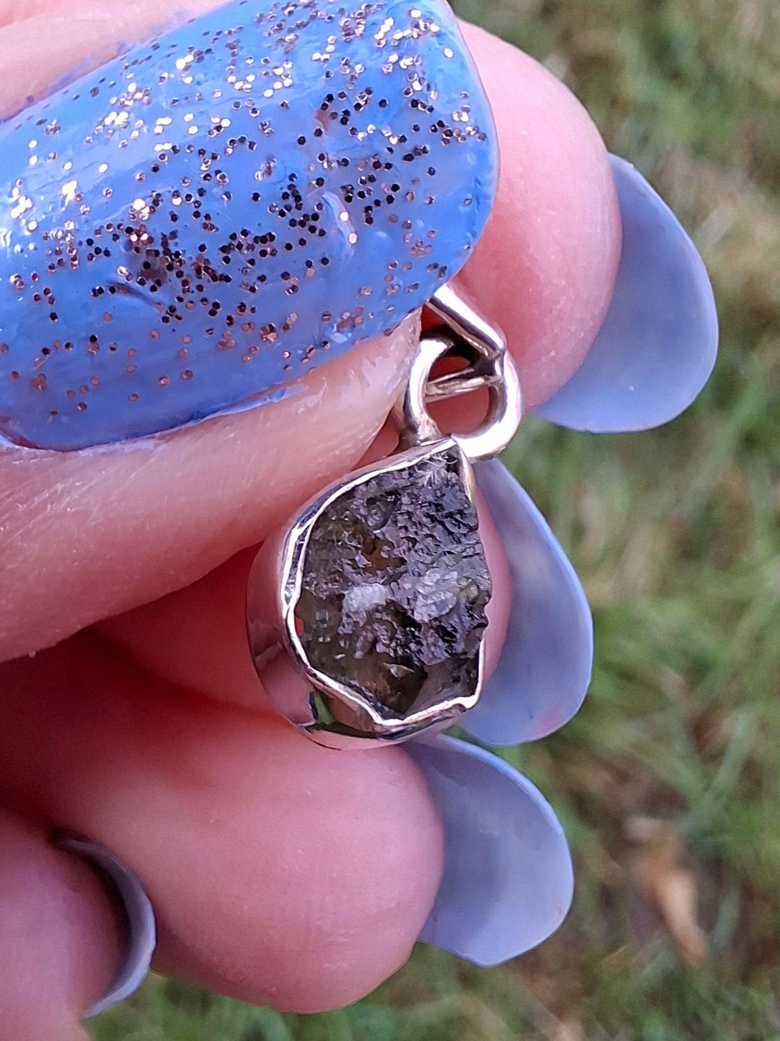 Moldavite Pendant, 925 Silver, Tektite (Ref: P62)