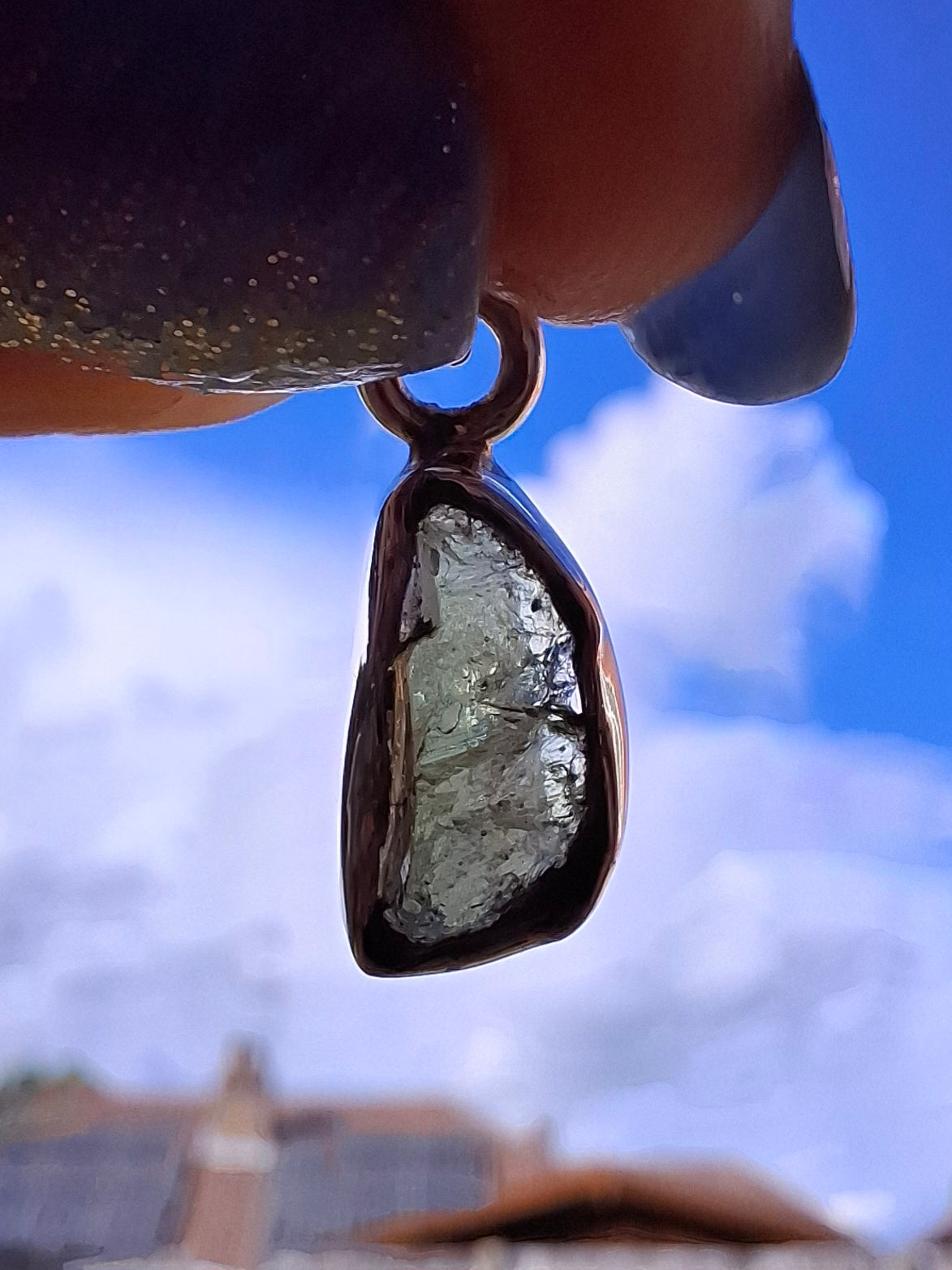 Moldavite Piece, 925 Silver, Tektite (Ref: P90)