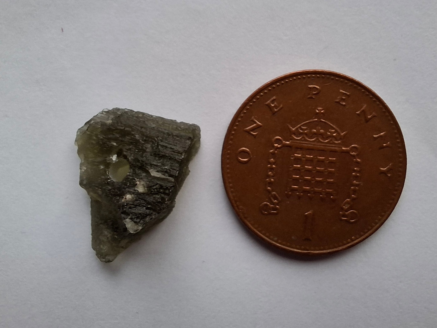 DRILLED, Moldavite Piece, 1.13g, Tektite (Ref: D7)