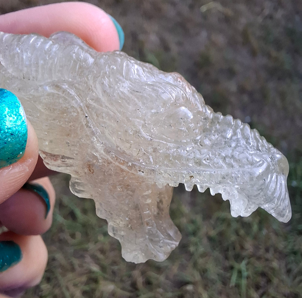 Libyan Desert Glass DRAGON HEAD carving, 22.42g, Tektite (Ref: Dragon 2)