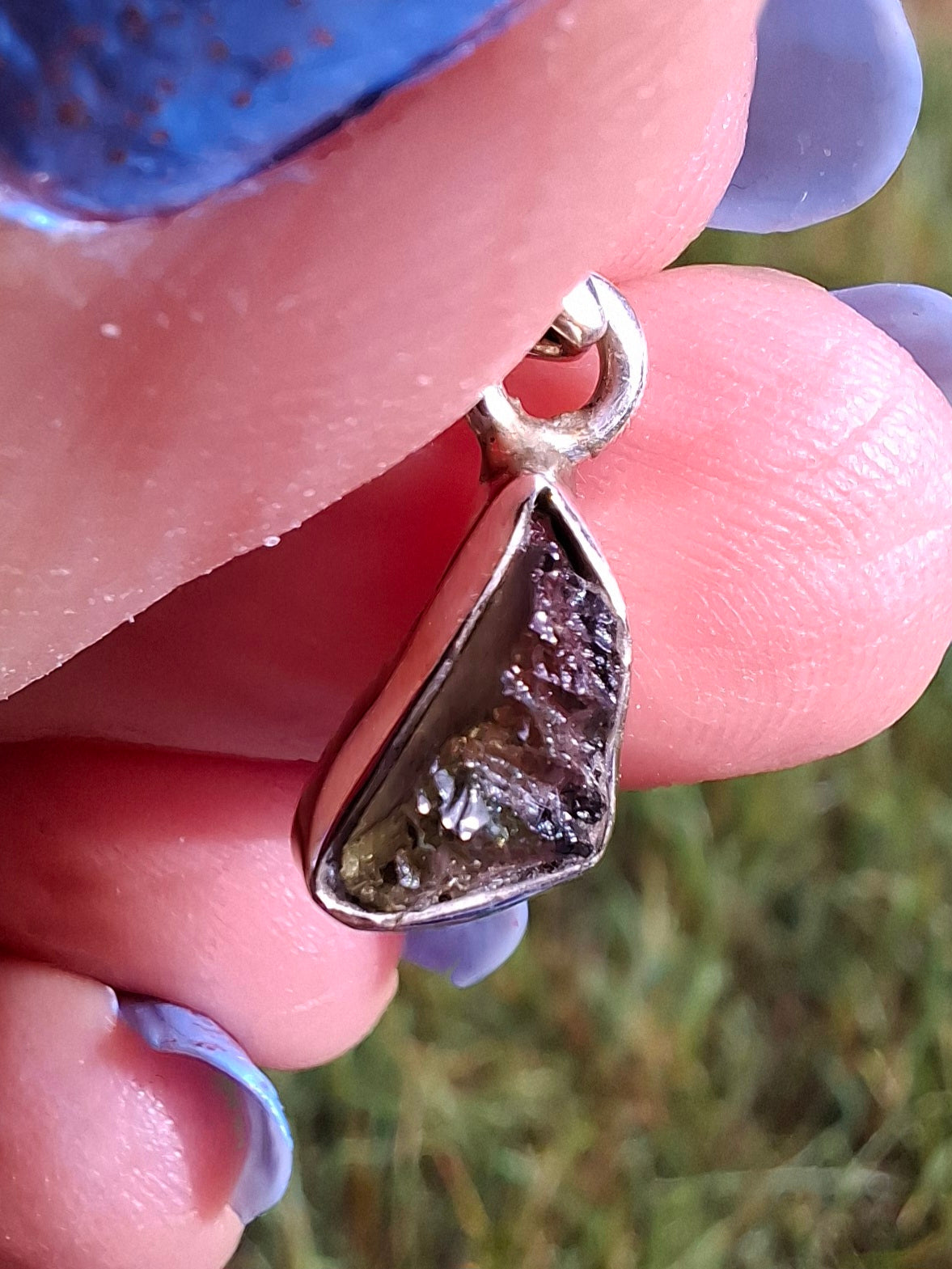 Moldavite Pendant, 925 Silver, Tektite (Ref: P33)