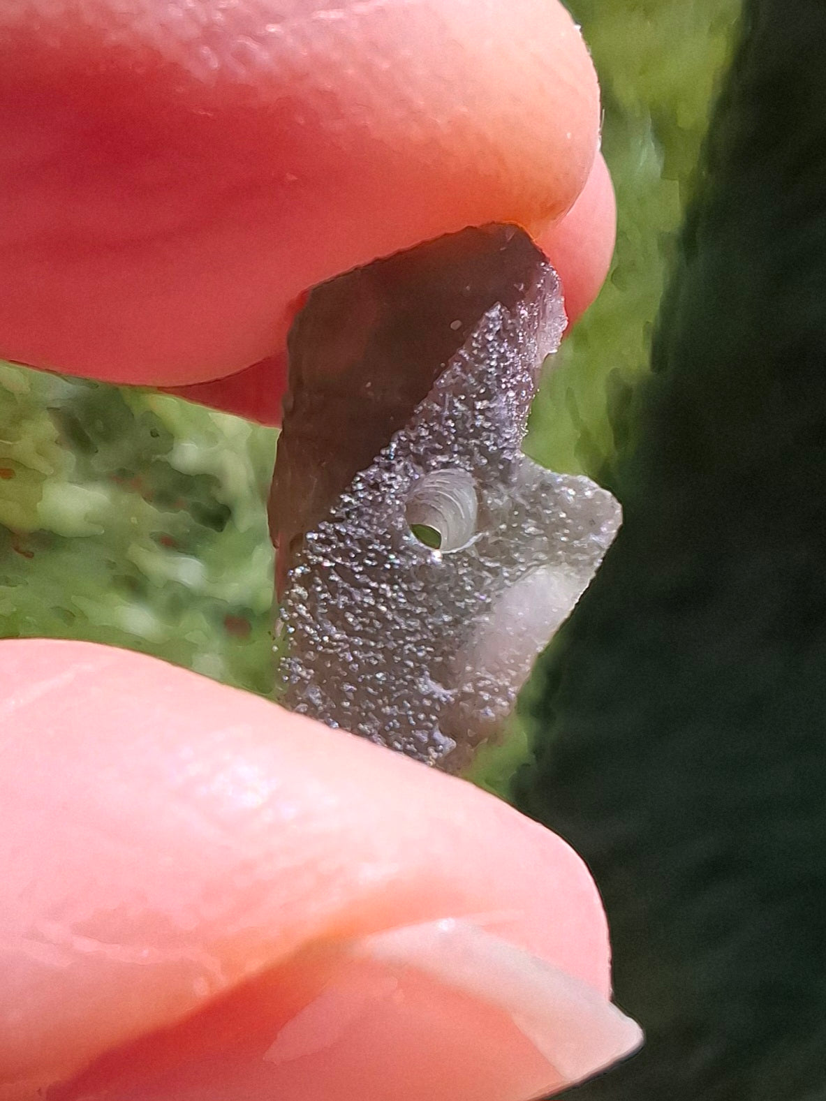 DRILLED, Moldavite Piece, 1.07g, Tektite (Ref: D17)
