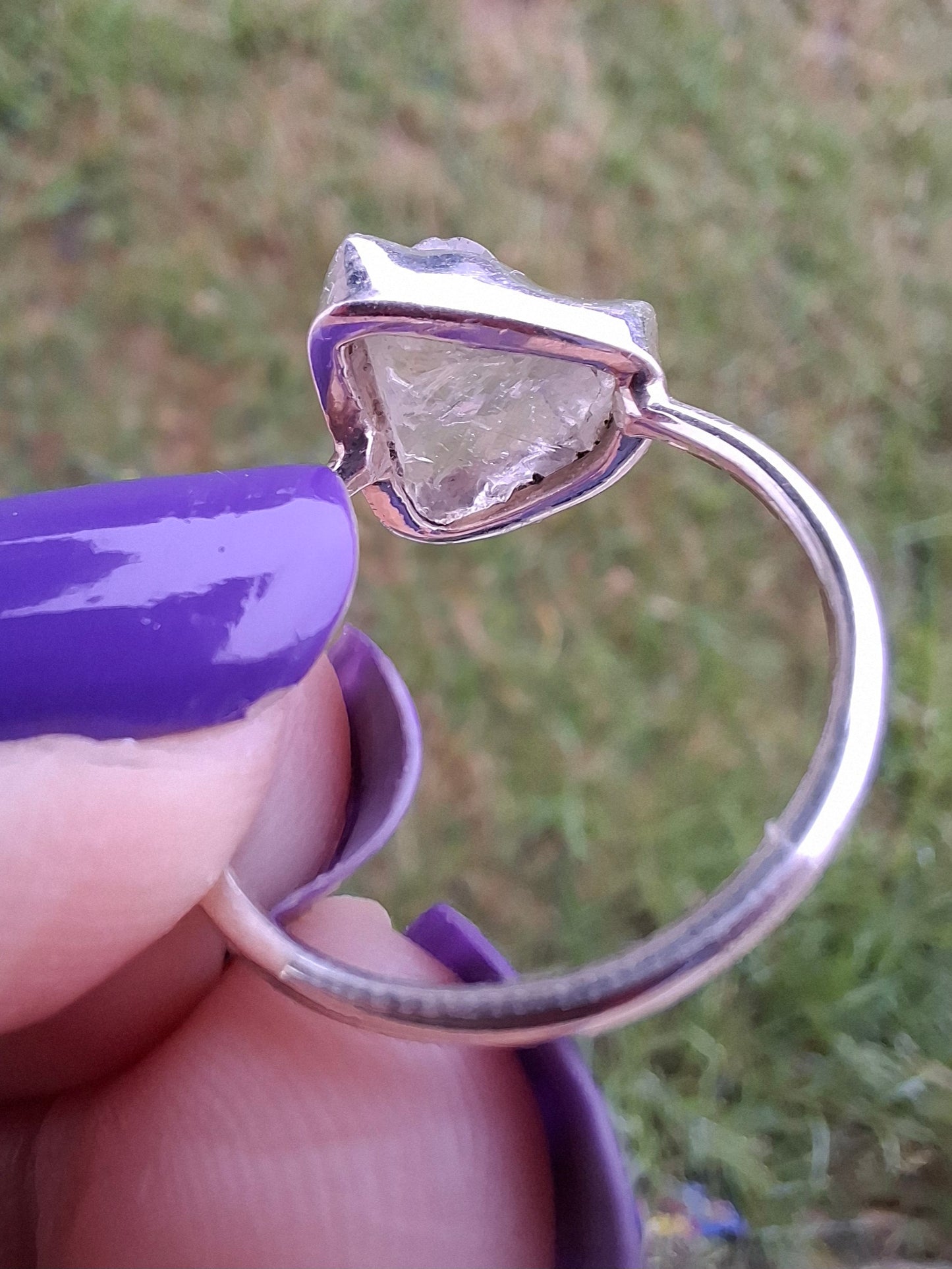 Libyan Desert Glass Ring, size large O, 925 Silver, Tektite (Ref: LR24)