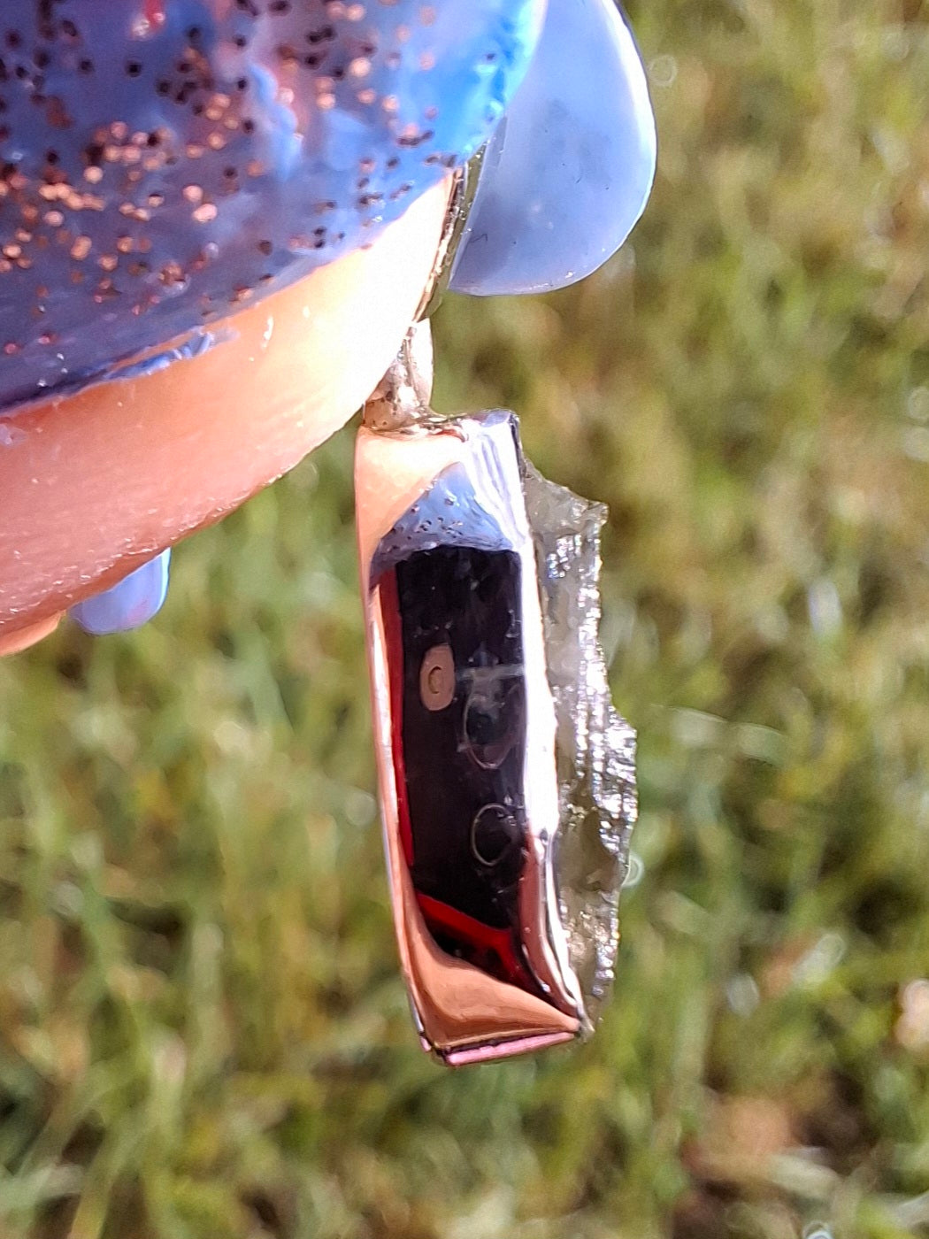 Moldavite Pendant, 925 Silver, Tektite (Ref: P48)