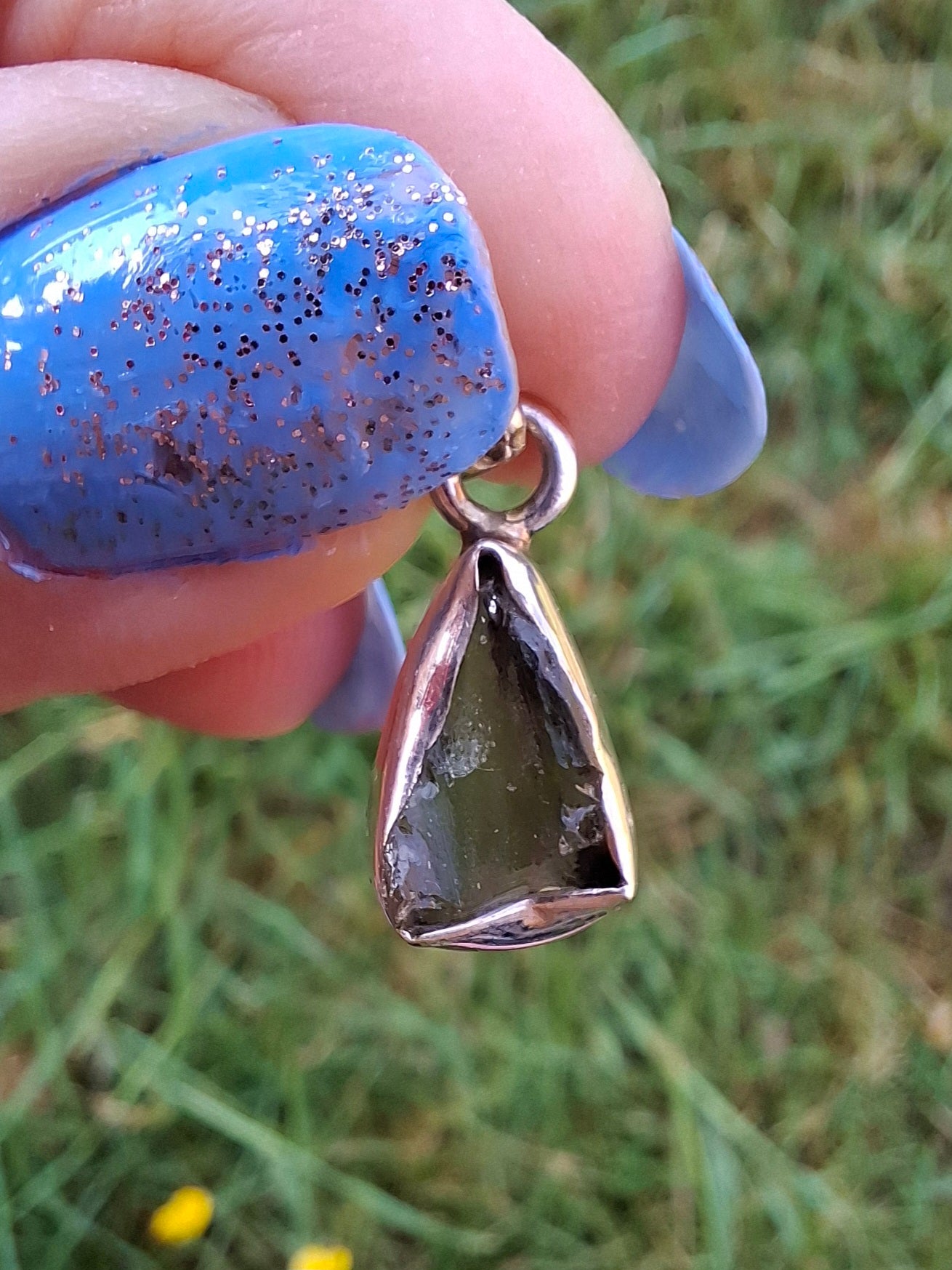 Moldavite Pendant, 925 Silver, Tektite (Ref: P30)