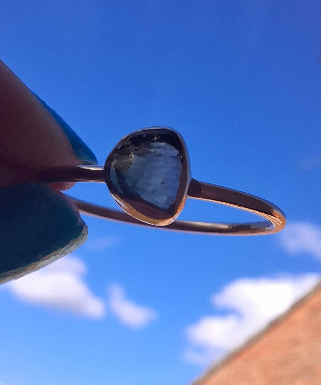 Moldavite Ring, 14K GOLD Plated, size U, Tektite (Ref: R348)