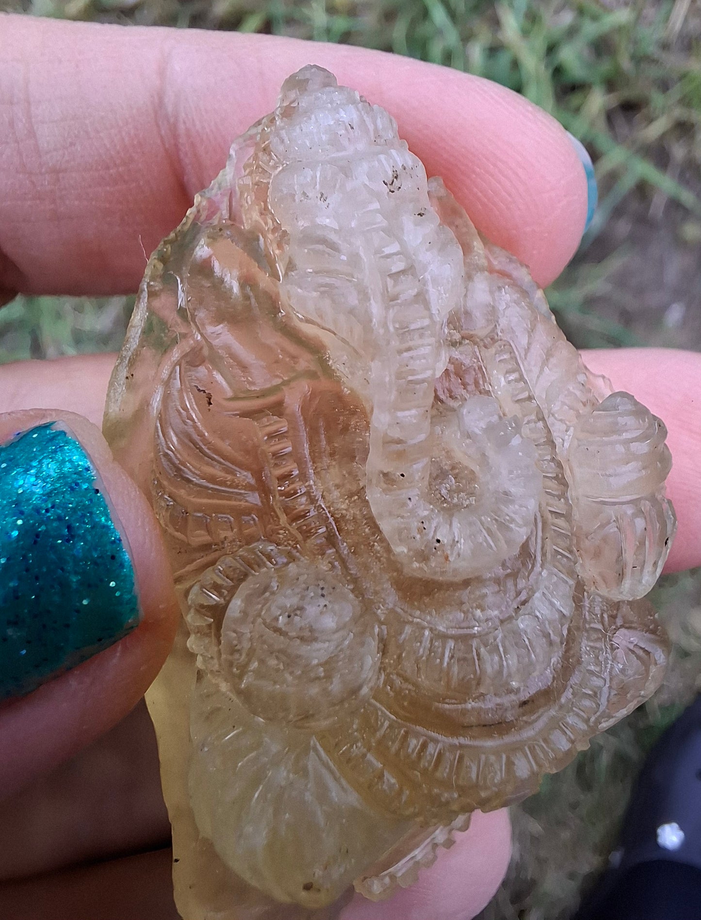 Libyan Desert Glass carving, GANESHA, 26.47g, Tektite (Ref: Ganesha1)