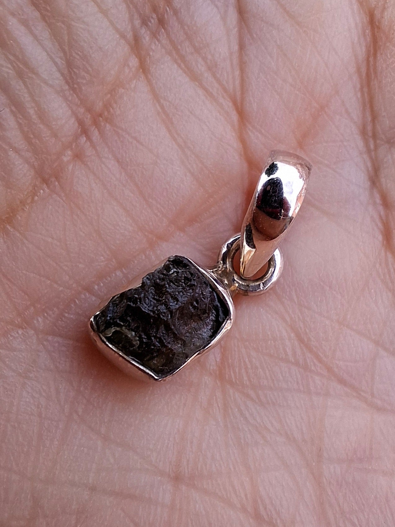 Moldavite Pendant, 925 Silver, Tektite (Ref: P61)