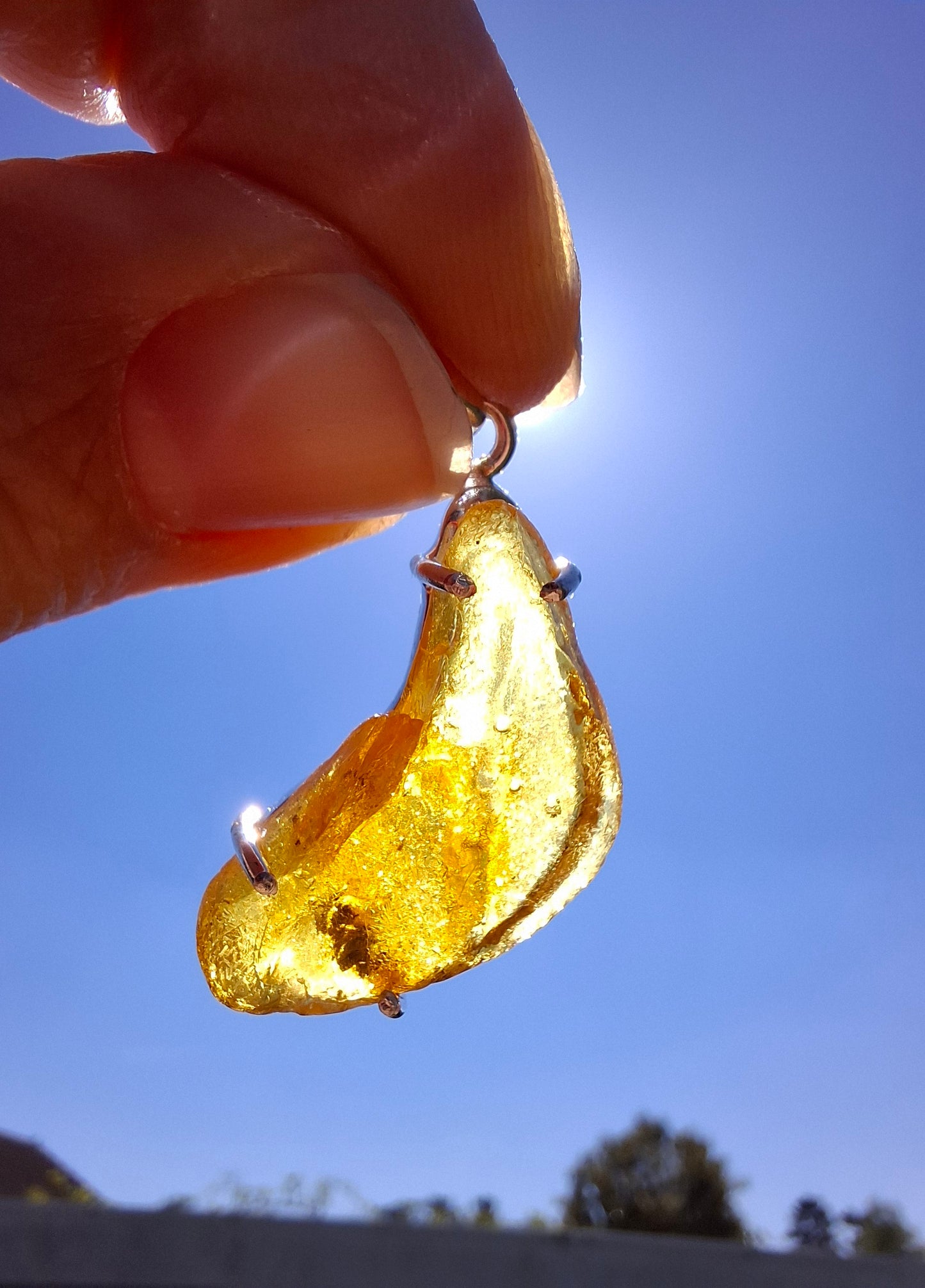 Baltic Amber Pendant, 925 Silver, Fossil (Ref: Ap1)