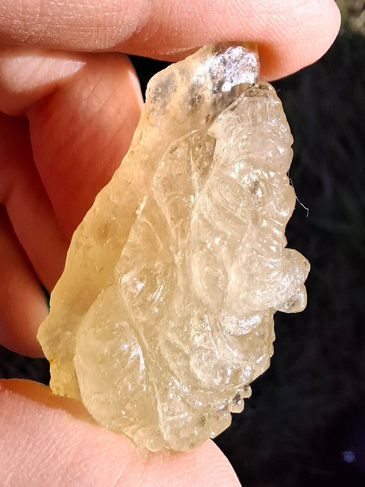 Libyan Desert Glass GANESHA carving, 18.39g, Tektite (Ref: Ganesha3)