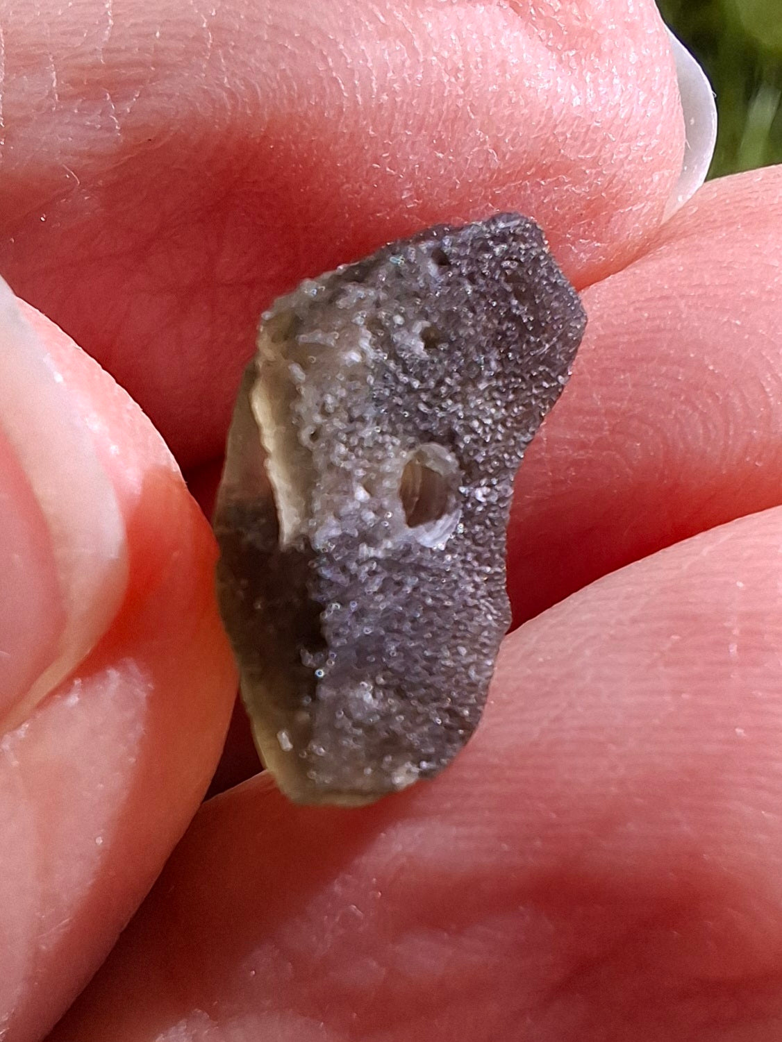 DRILLED, Moldavite Piece, 0.96g, Tektite (Ref: D27)
