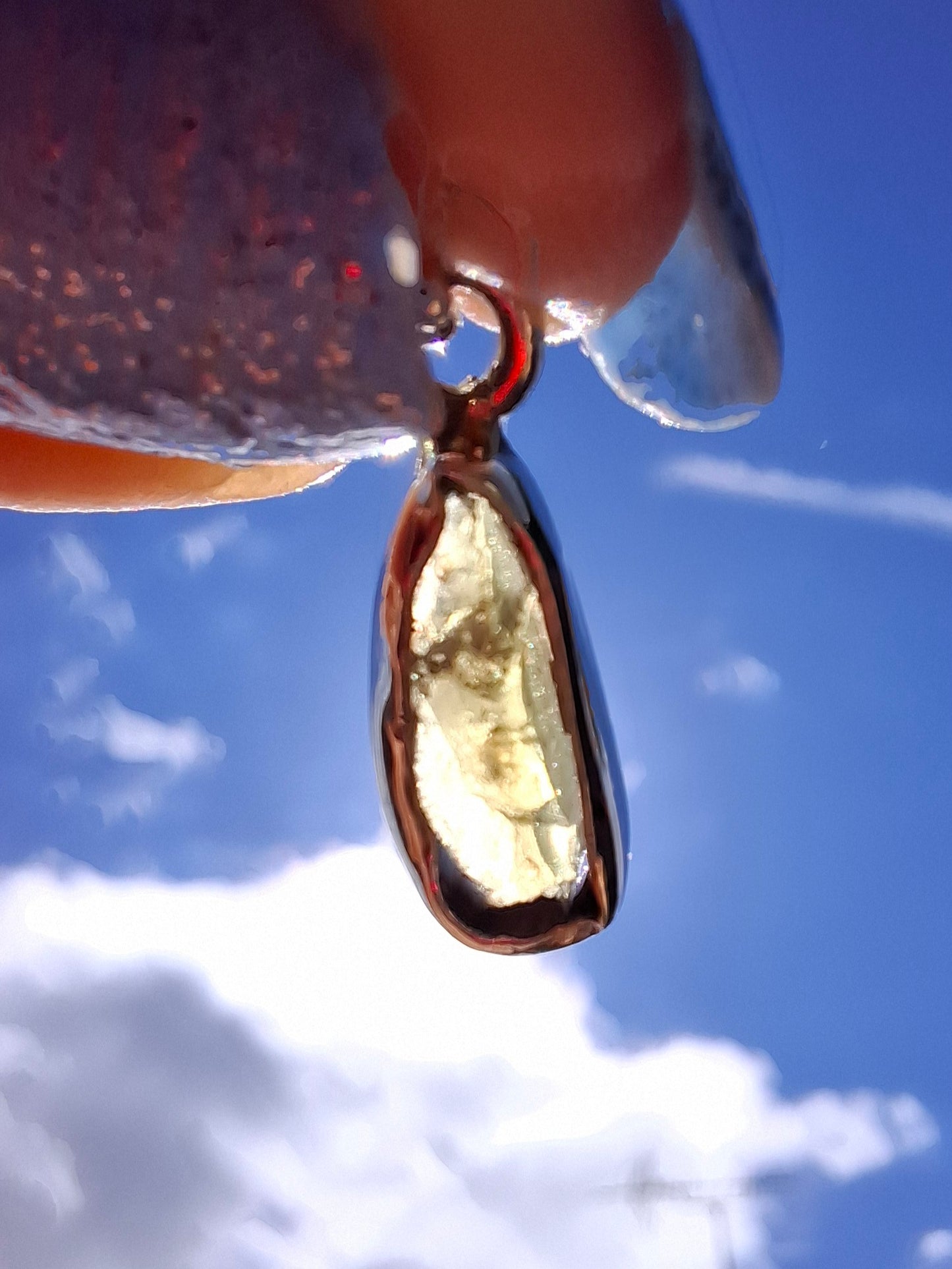 Moldavite Pendant, 925 Silver, Tektite (Ref: P95)