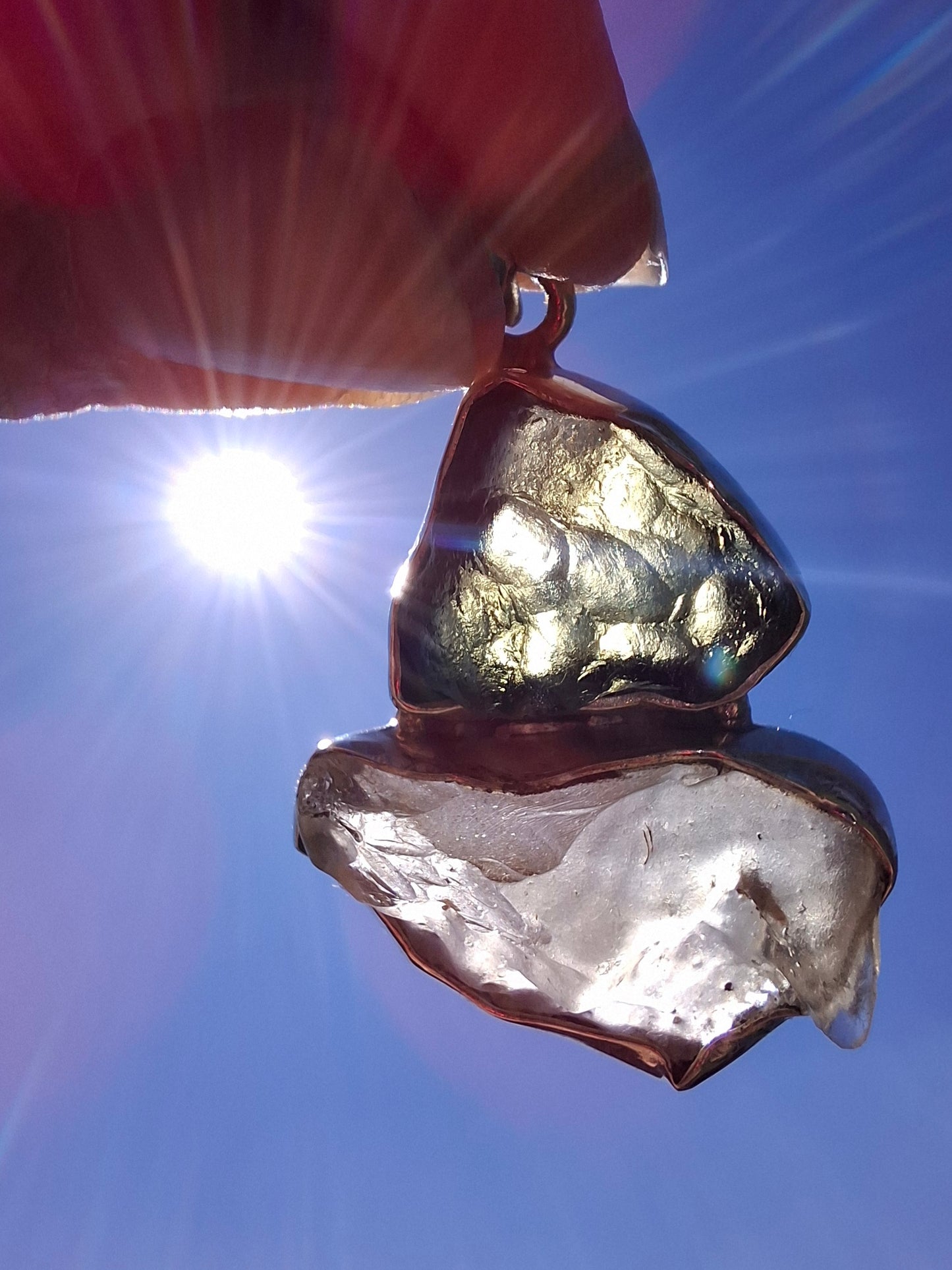Moldavite & Libyan Desert Glass Pendant, 925 Silver, Tektite (Ref: MLP18)