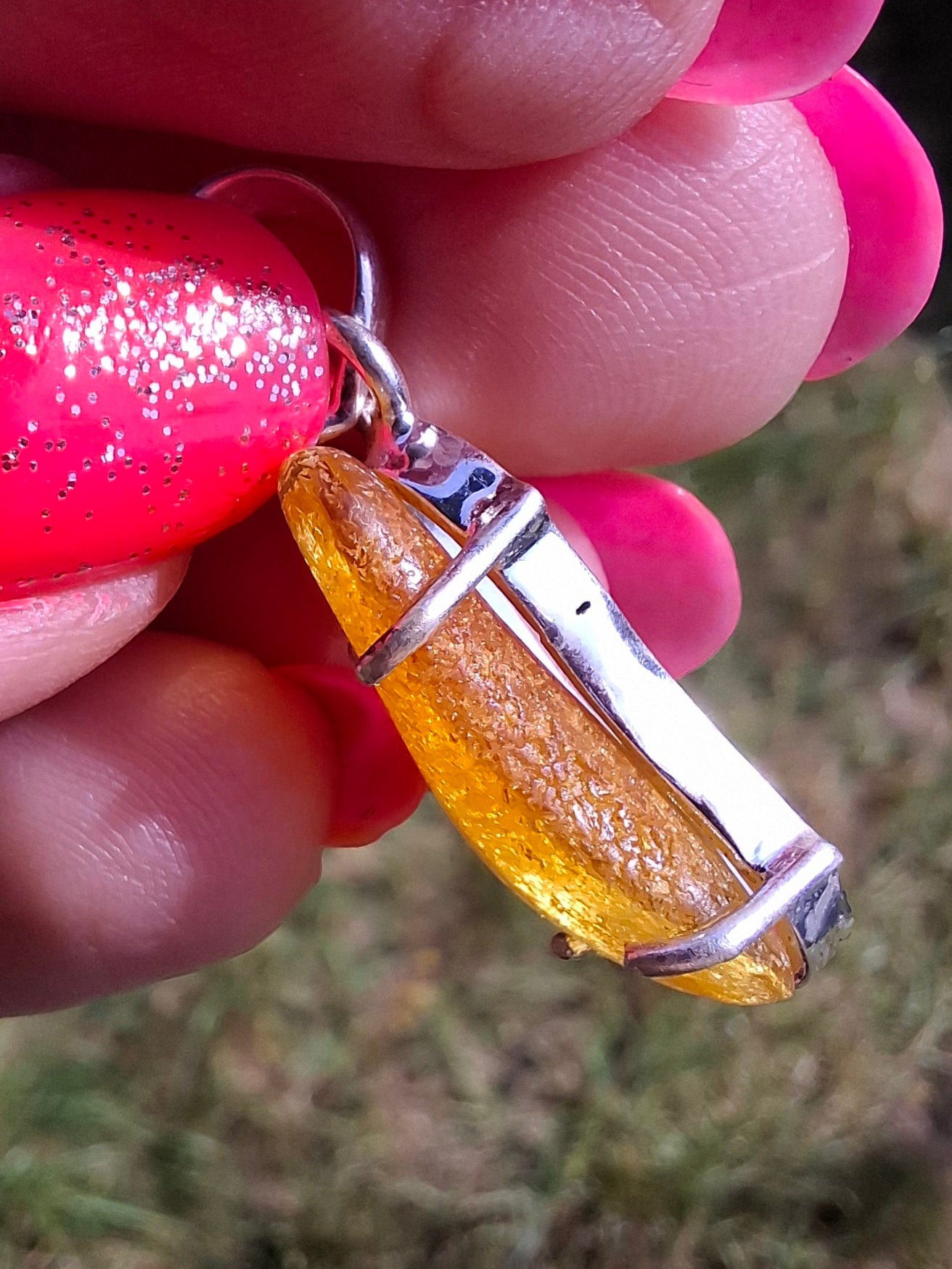 Baltic Amber Pendant, 925 Silver, Fossil (Ref: AP6)