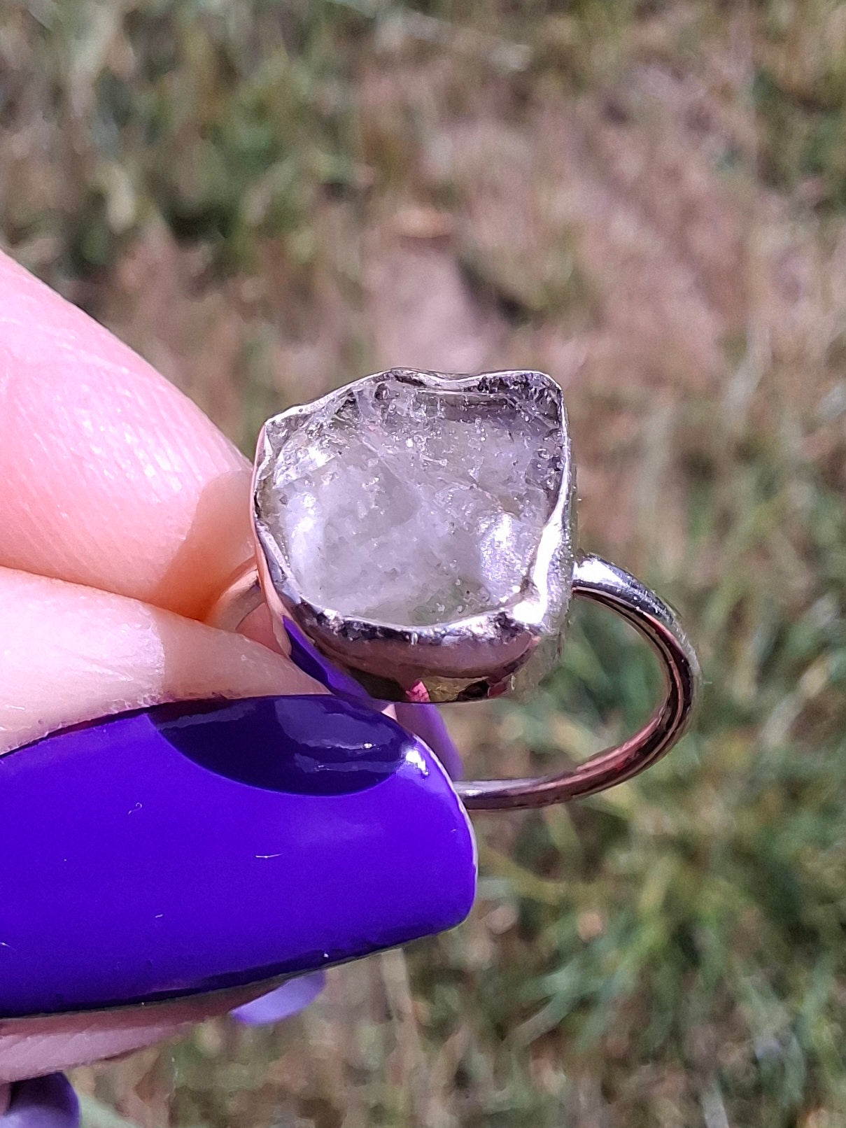 Libyan Desert Glass Ring, size large G/small H, 925 Silver, Tektite (Ref: LR5)