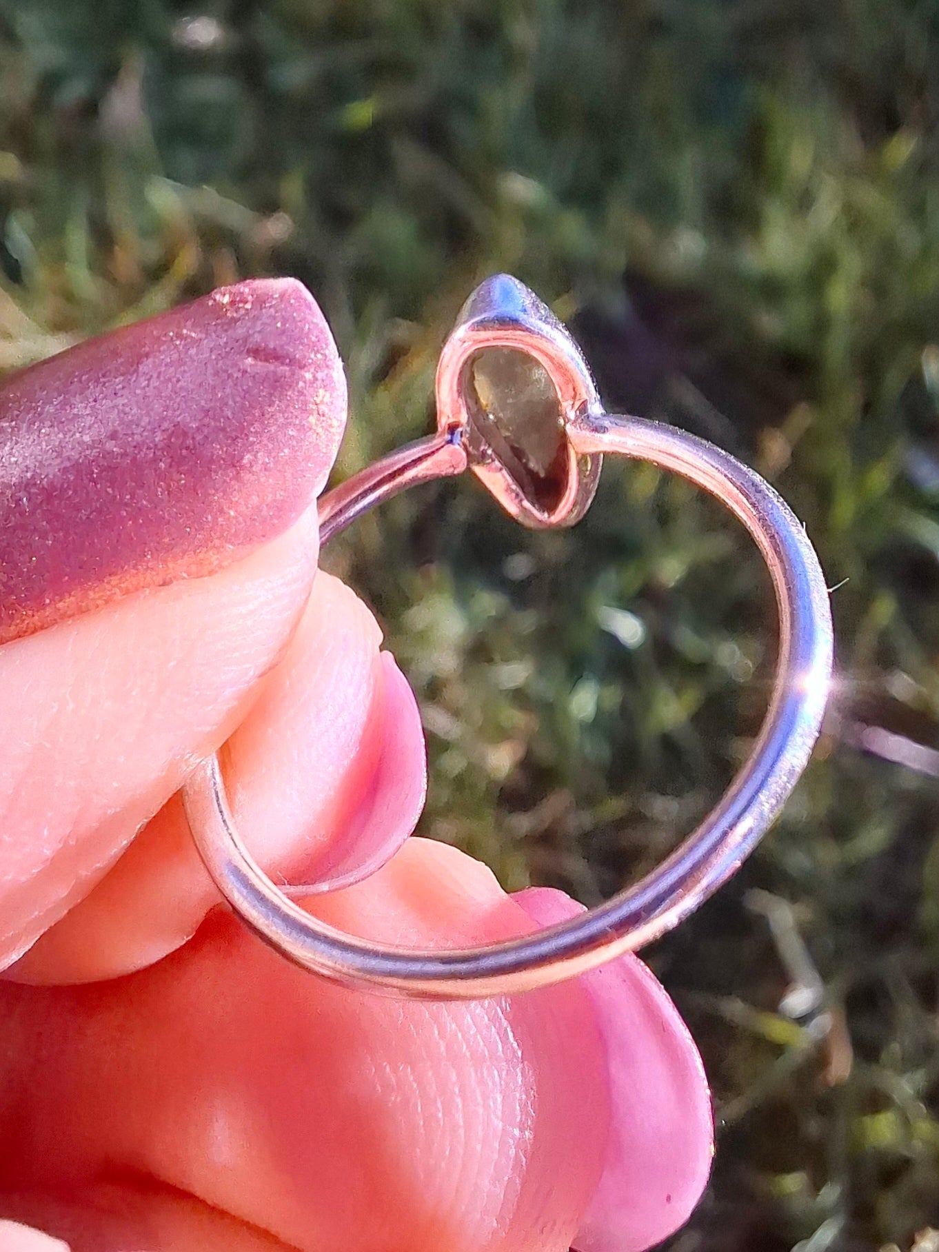 Moldavite Ring, size large M/small N, 925 Silver, Tektite (Ref: R39)