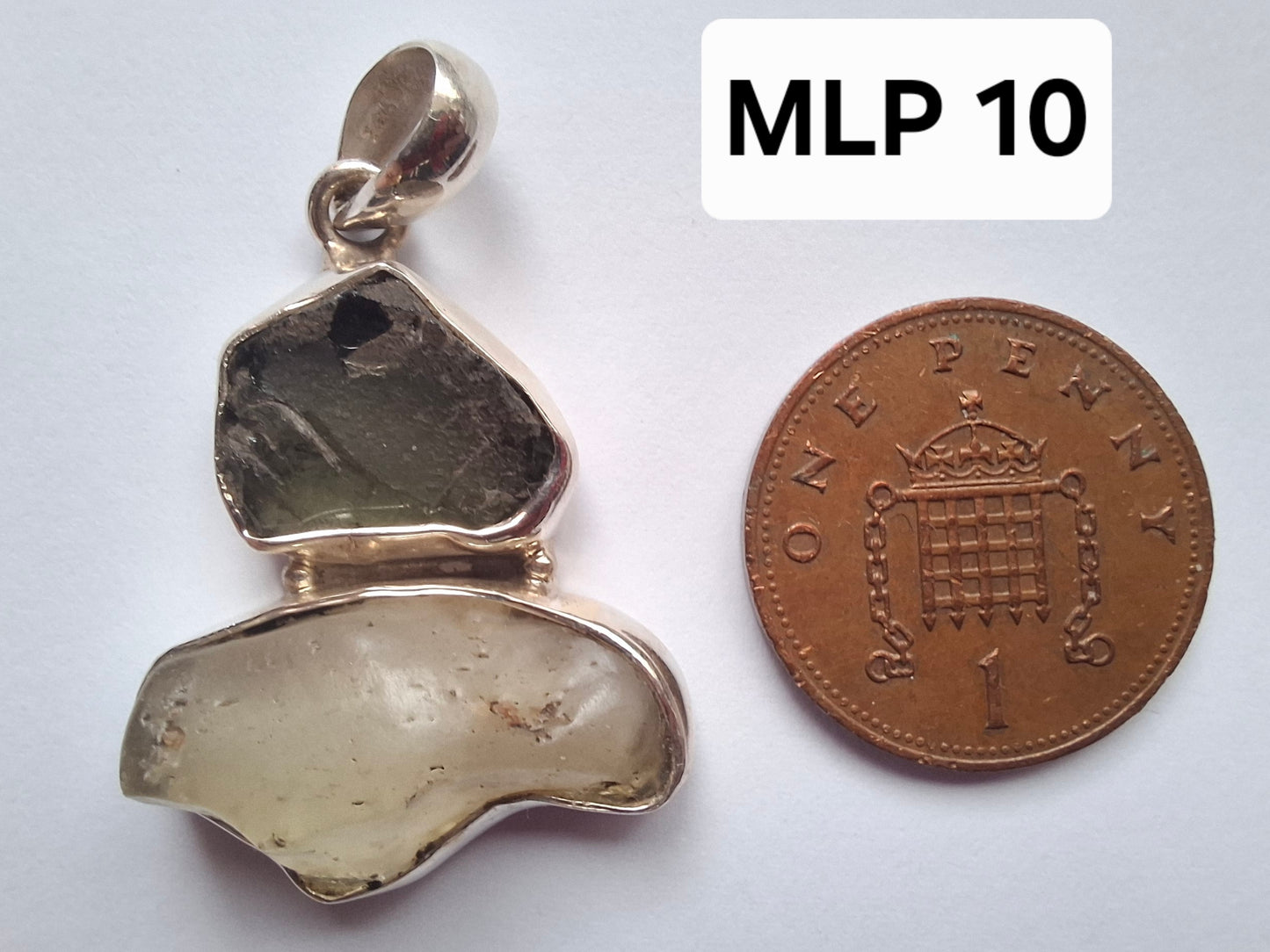 Moldavite & Libyan Desert Glass Pendant, 925 Silver, Tektite (Ref: MLP10)