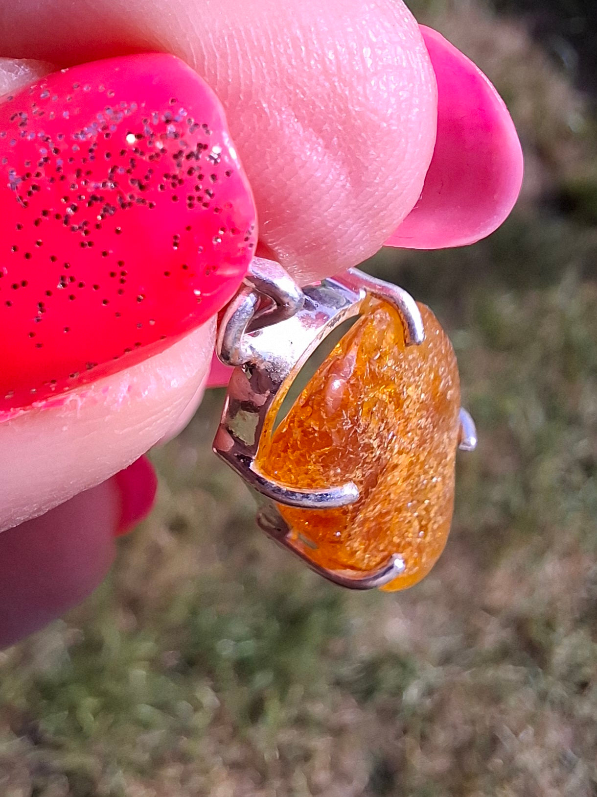 Baltic Amber Pendant, 925 Silver, Fossil (Ref: AP11)
