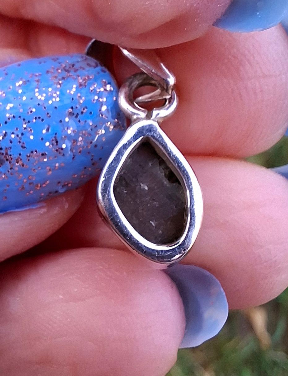 Moldavite Pendant, 925 Silver, Tektite (Ref: P60)