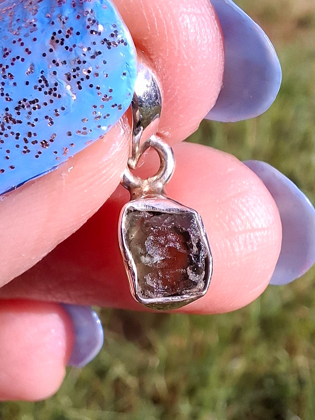 Moldavite Pendant, 925 Silver, Tektite (Ref: P53)