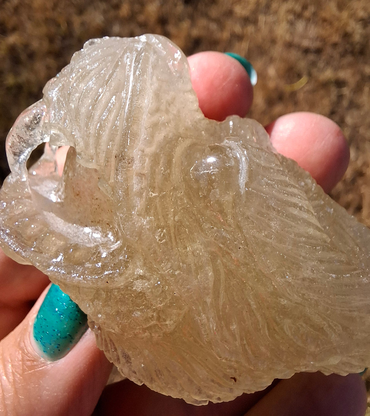 Libyan Desert Glass DRAGON HEAD Carving, 75.84g, Tektite (Ref: Dragon1)