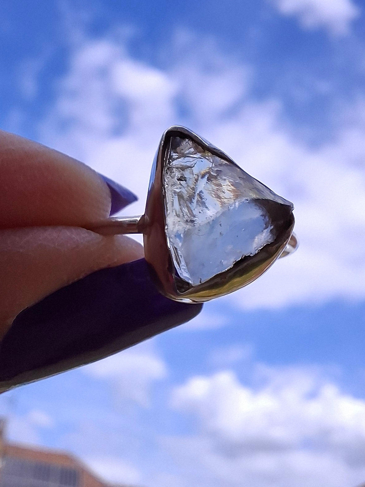 Libyan Desert Glass Ring, size small M, 925 Silver, Tektite (Ref: LR19)