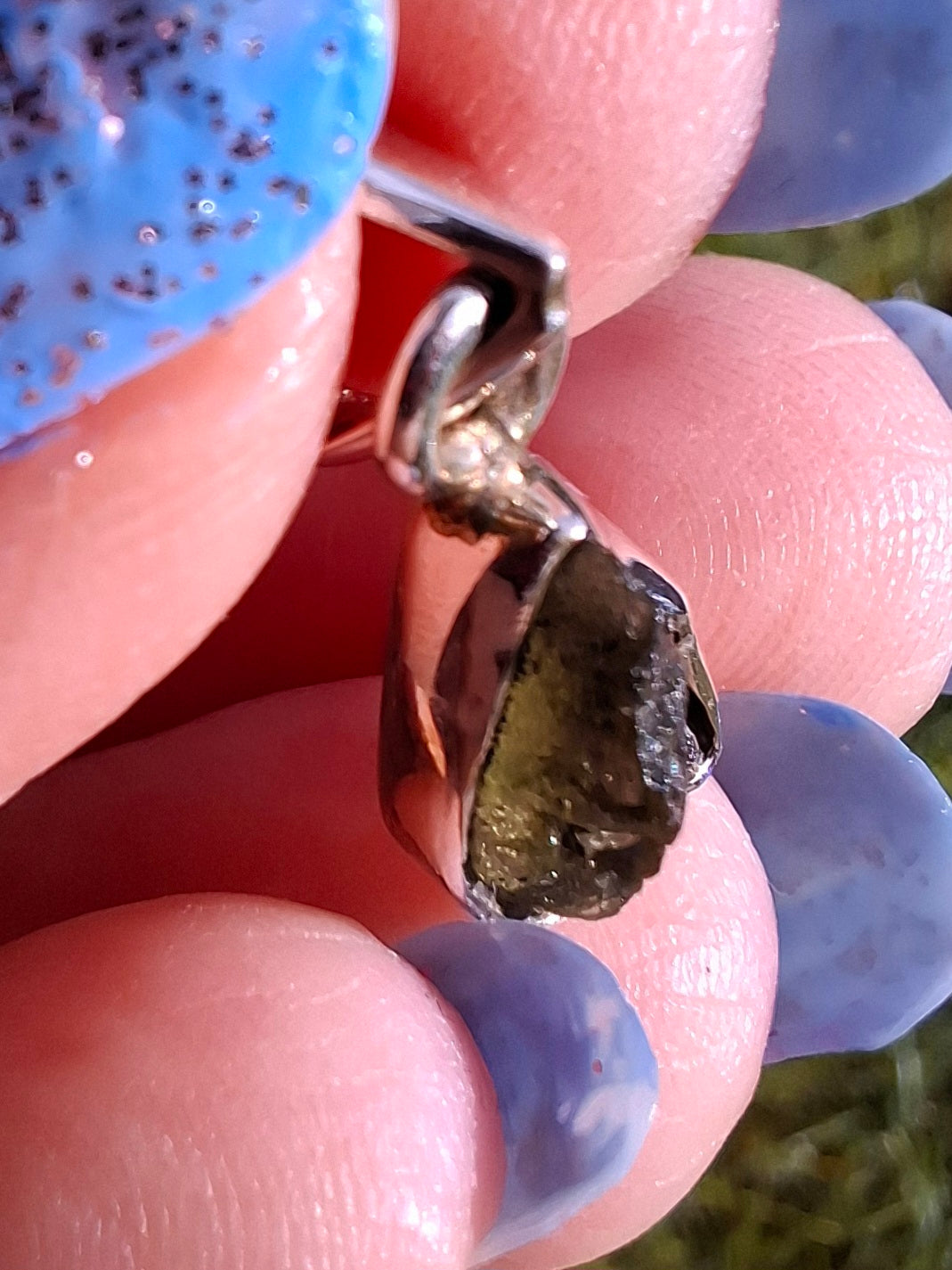 Moldavite Pendant, 925 Silver, Tektite (Ref: P42)