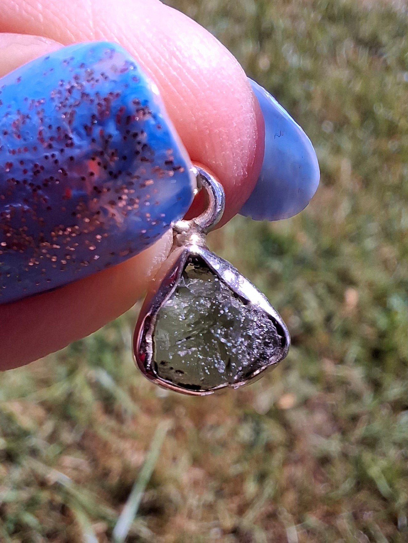Moldavite Pendant, 925 Silver, Tektite (Ref: P69)
