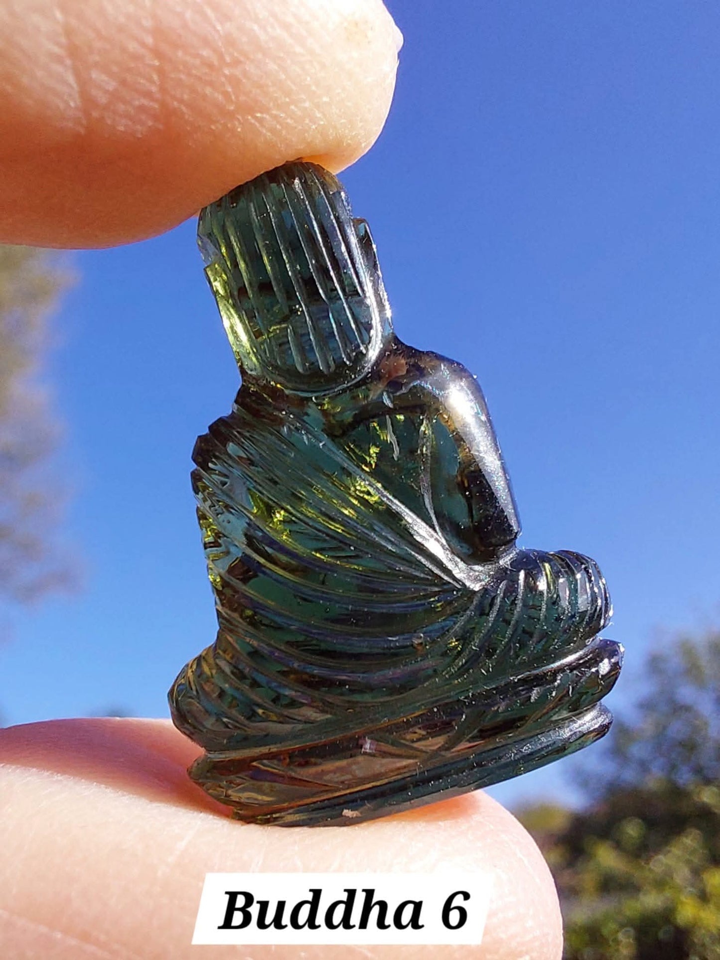 Moldavite BUDDHA Carving, 4.23g, Tektite (Ref: Buddha6)