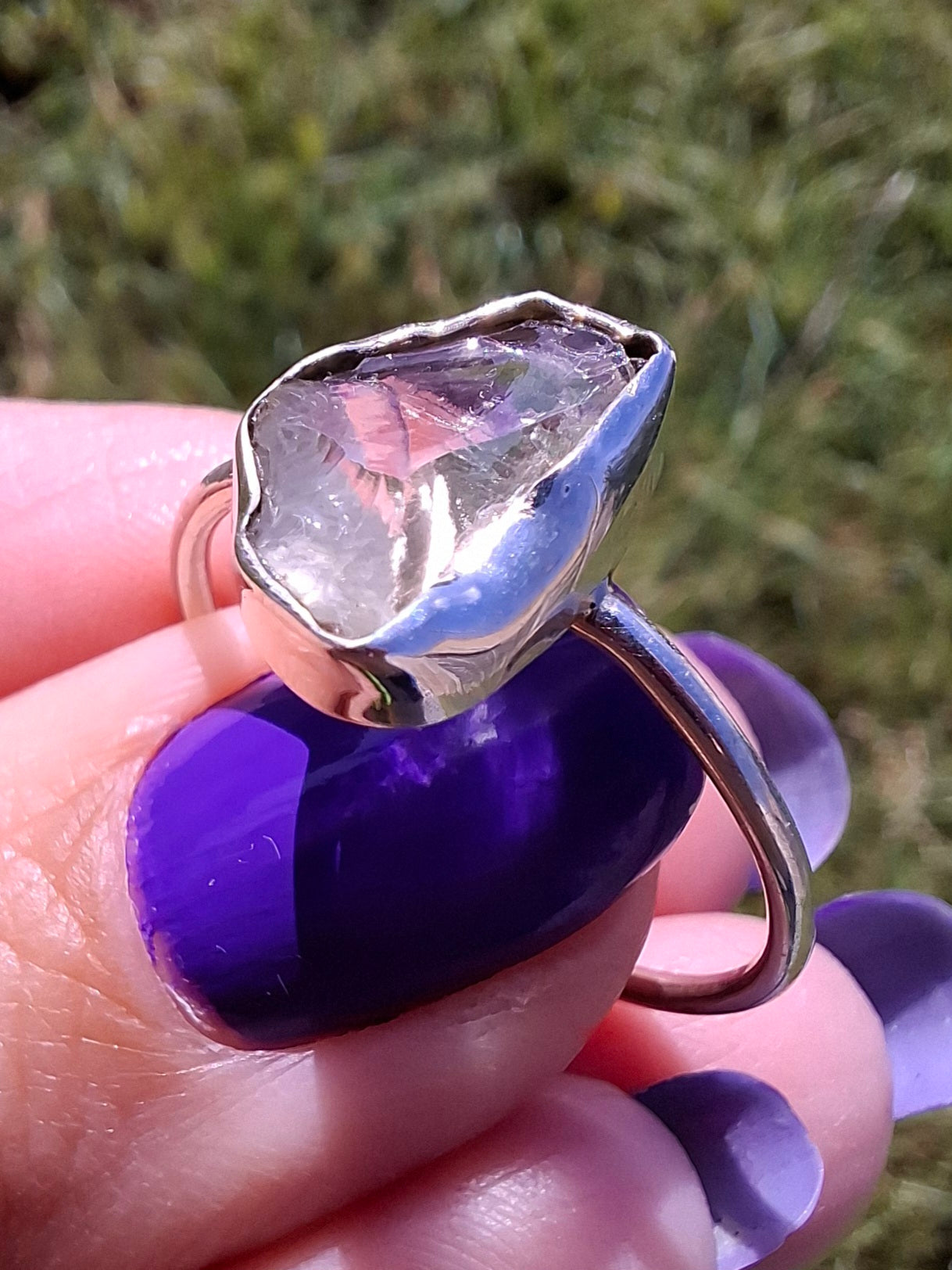 Libyan Desert Glass Ring, size large W, 925 Silver, Tektite (Ref: LR63)