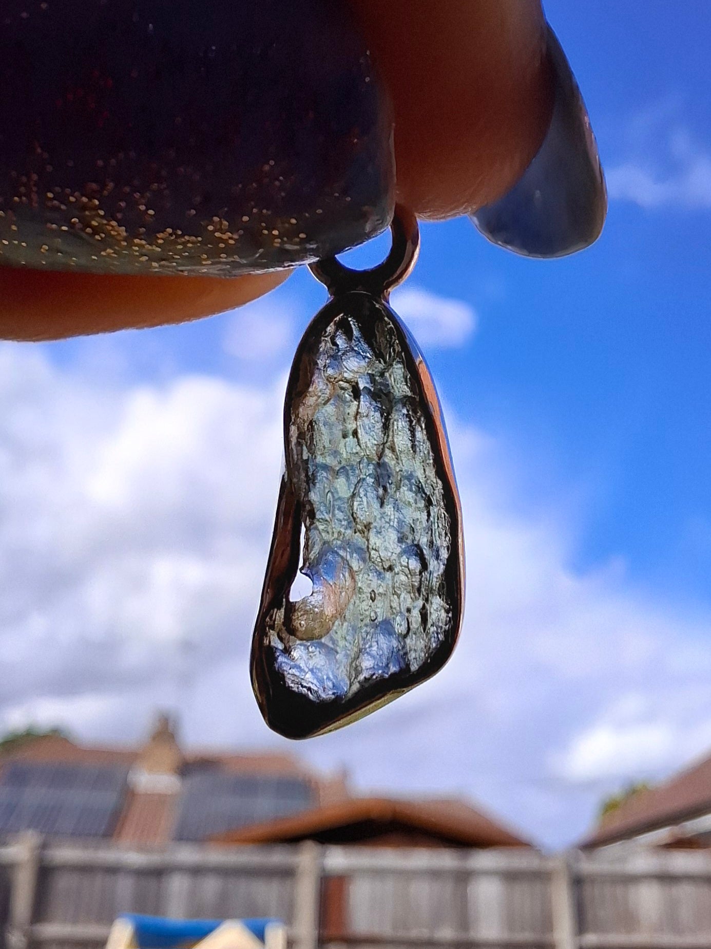 Moldavite Pendant, 925 Silver, Tektite (Ref: P94)