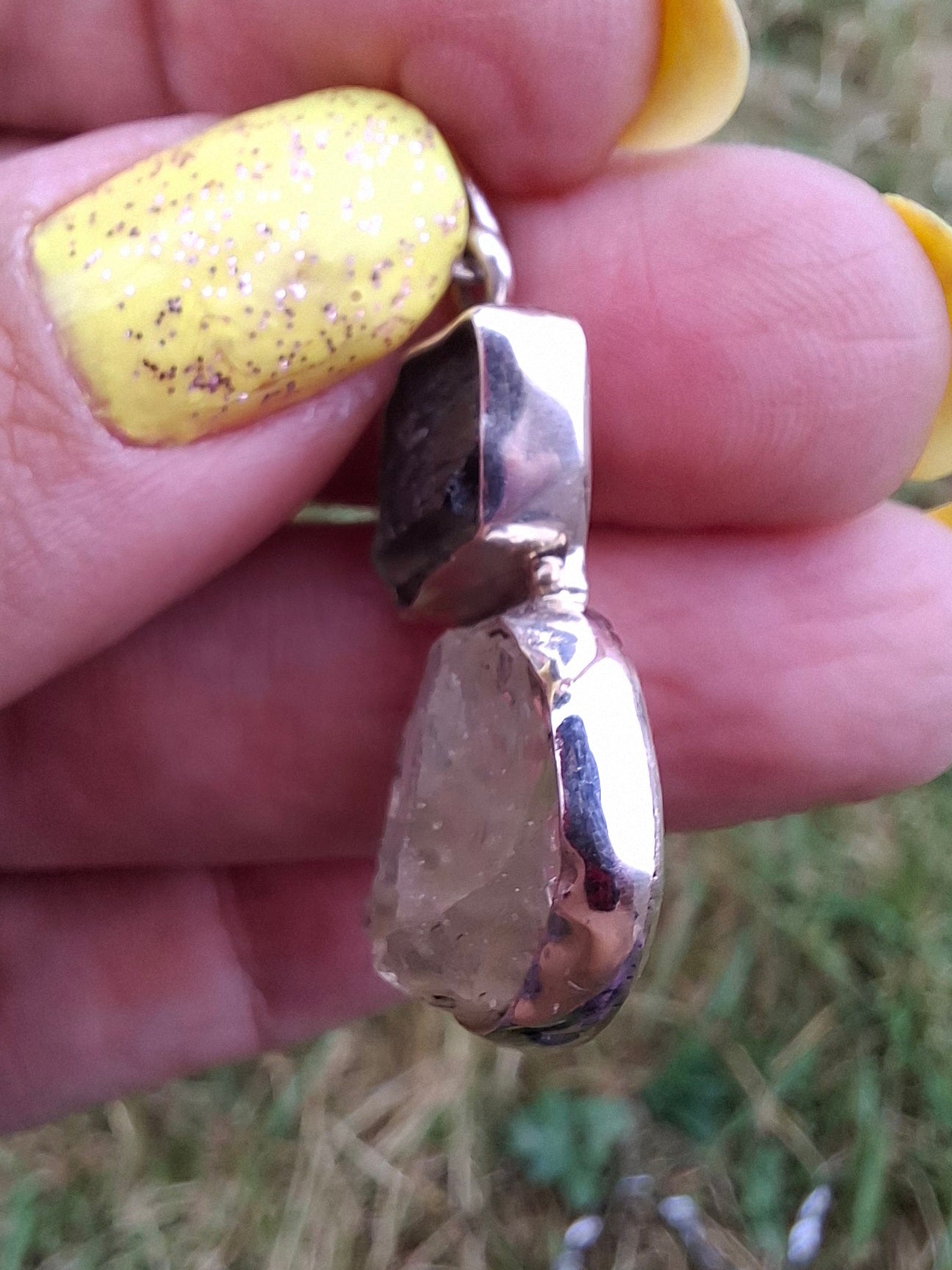 Moldavite & Libyan Desert Glass Pendant, 925 Silver, Tektite (Ref: MLP19)