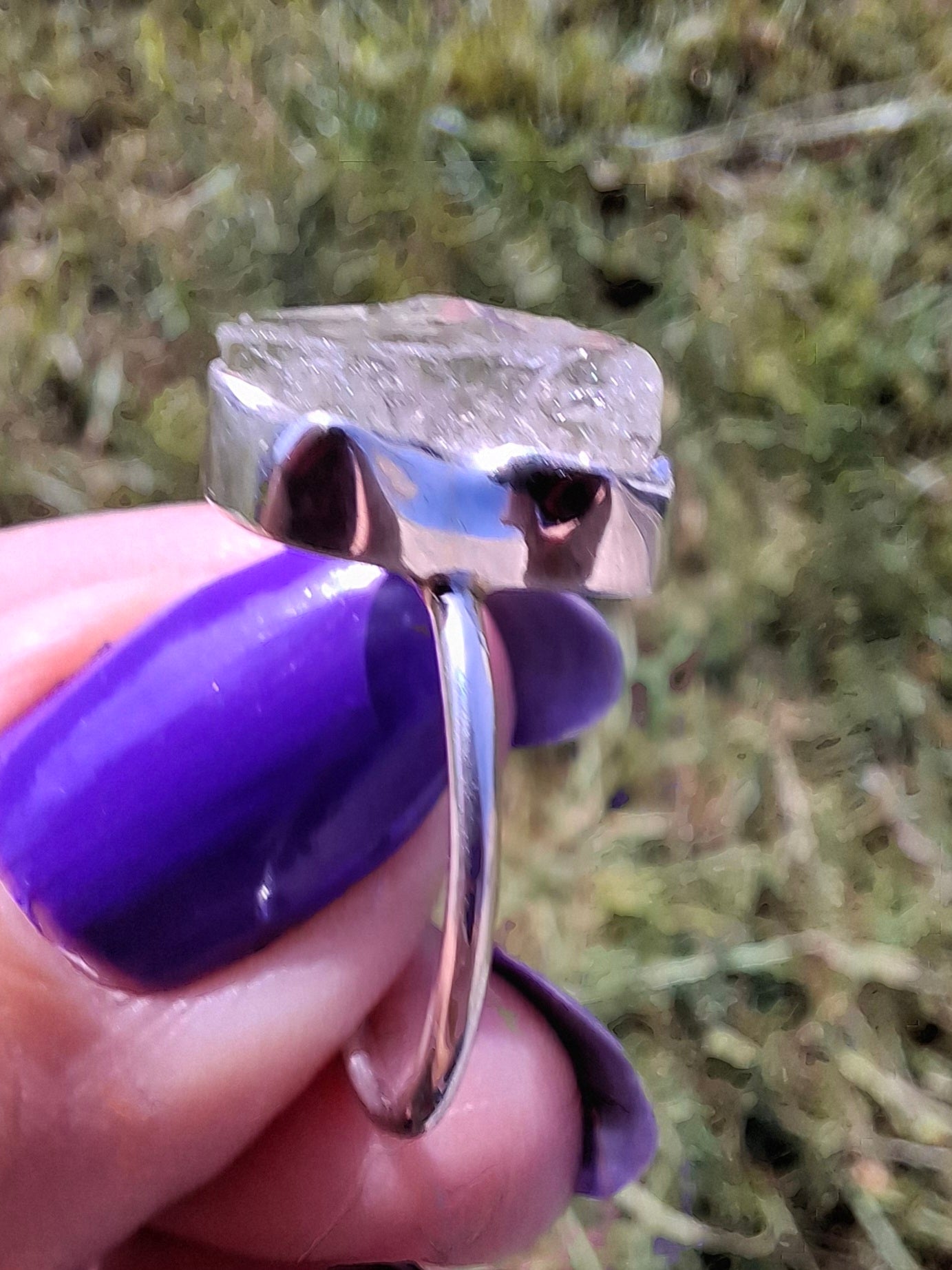 Libyan Desert Glass Ring, size large R/small S, 925 Silver, Tektite (Ref: LR43)