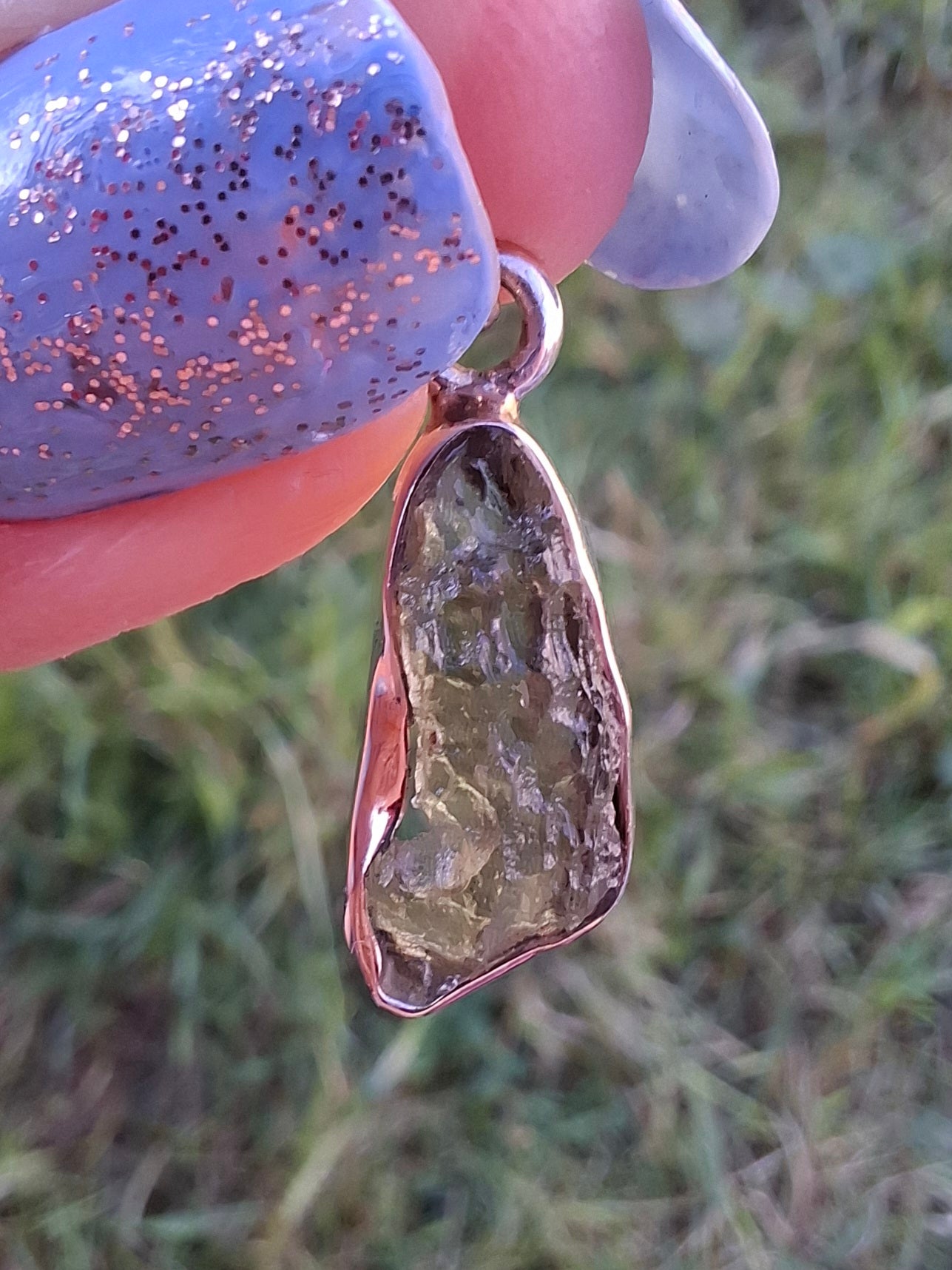 Moldavite Pendant, 925 Silver, Tektite (Ref: P94)