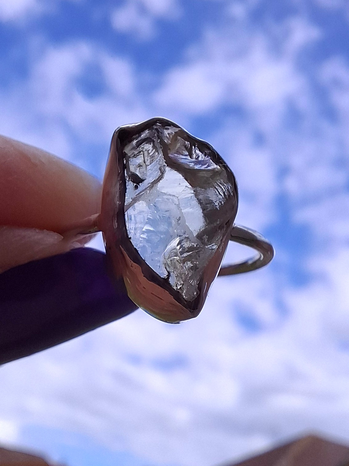 Libyan Desert Glass Ring, size large K, 925 Silver, Tektite (Ref: LR16)