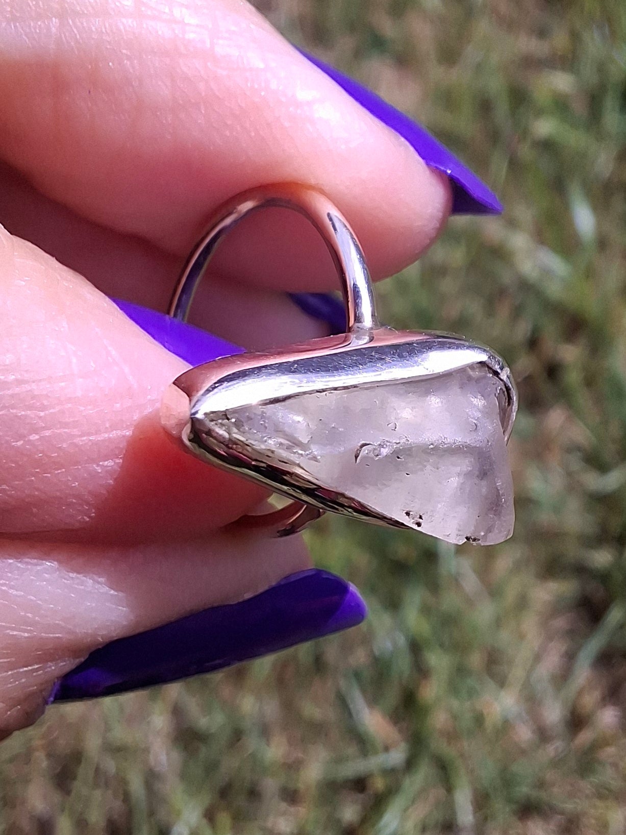Libyan Desert Glass Ring, size large G, 925 Silver, Tektite (Ref: LR1)