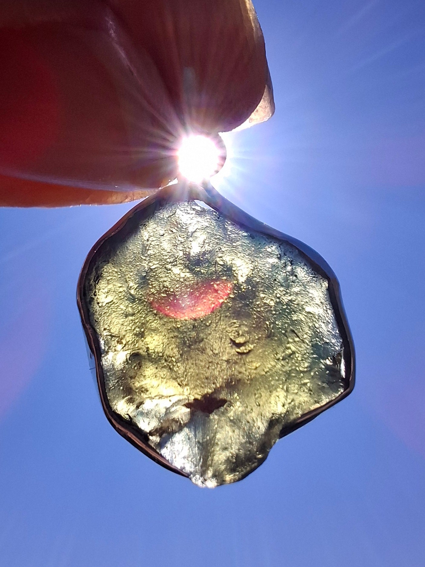 Moldavite Pendant, 925 Silver, Tektite (Ref: P436)