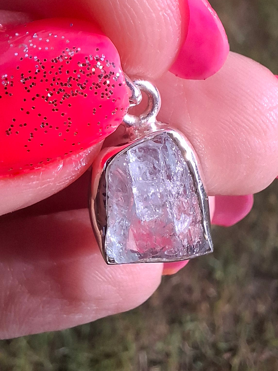Aquamarine Pendant, 925 Silver, Crystal (Ref: AQ19)