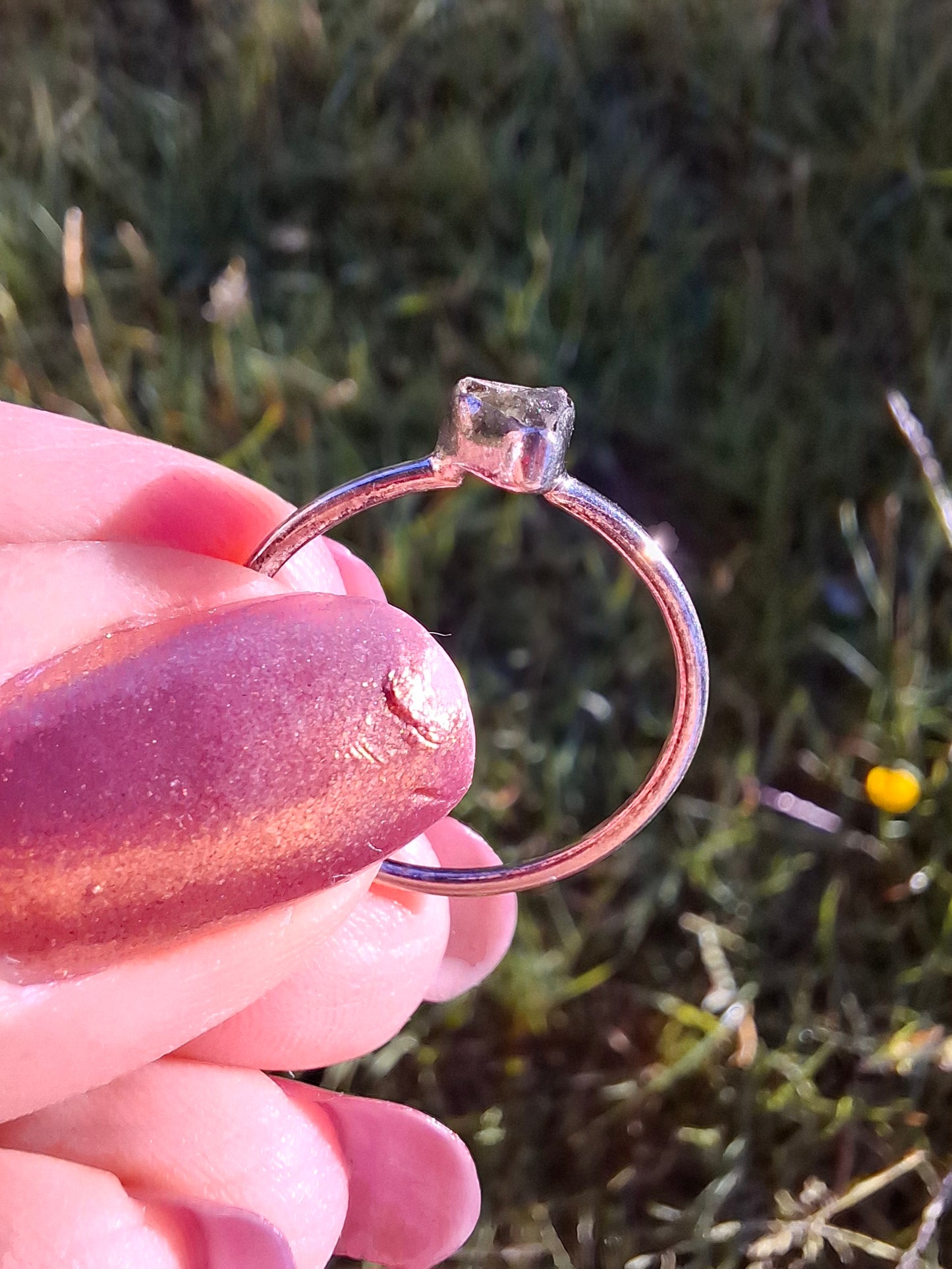 Moldavite Ring, size Q, 925 Silver, Tektite (Ref: R46)