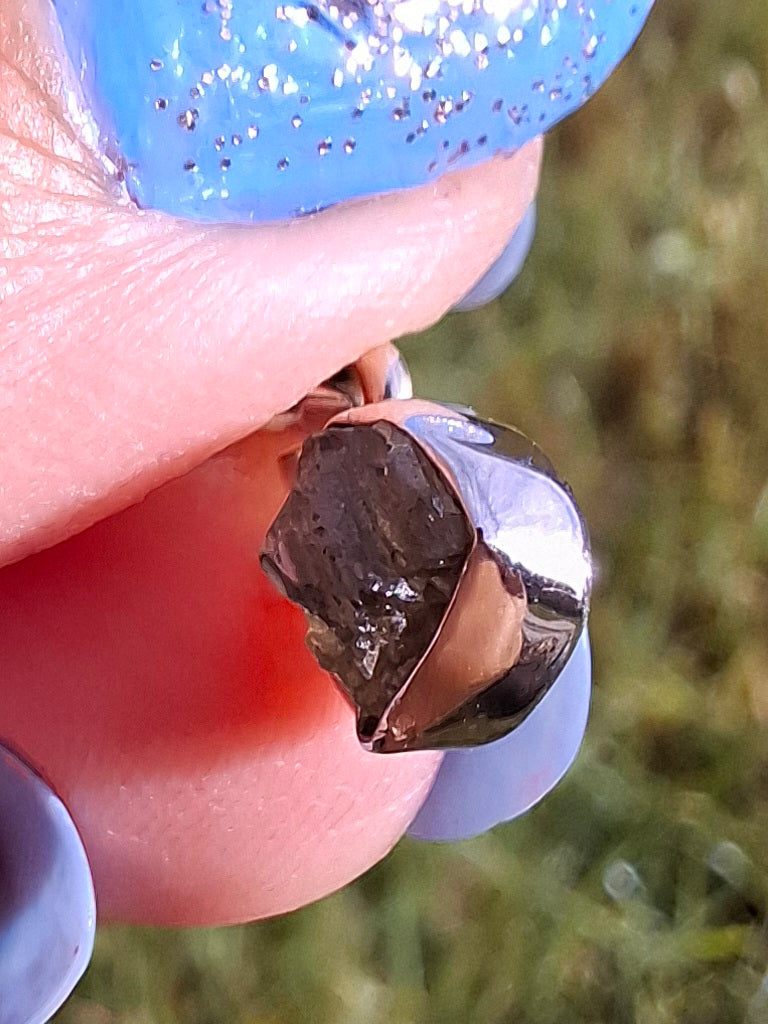 Moldavite Pendant, 925 Silver, Tektite (Ref: P50)