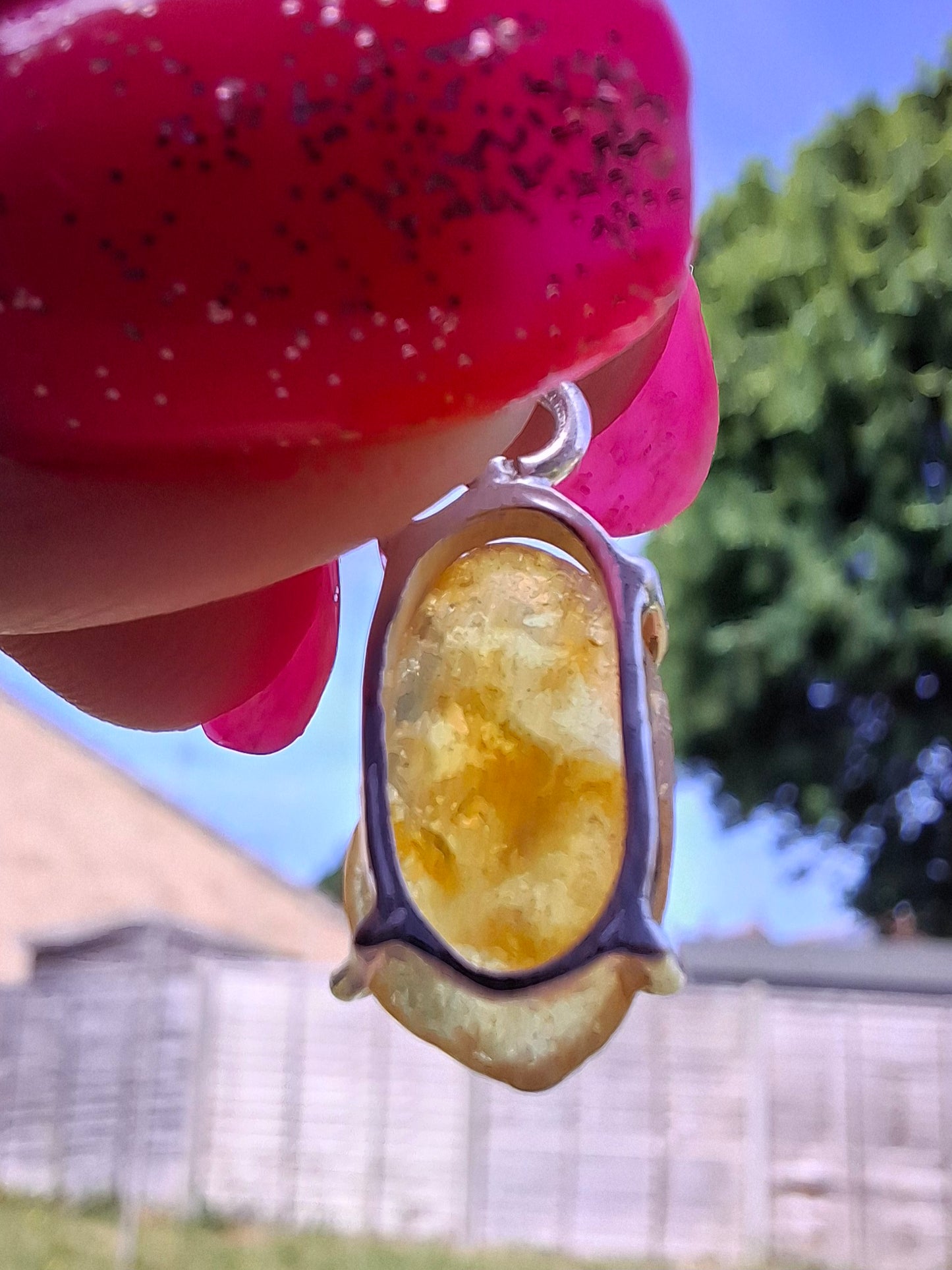 Baltic Amber Pendant, 925 Silver, Fossil (Ref: AP23)