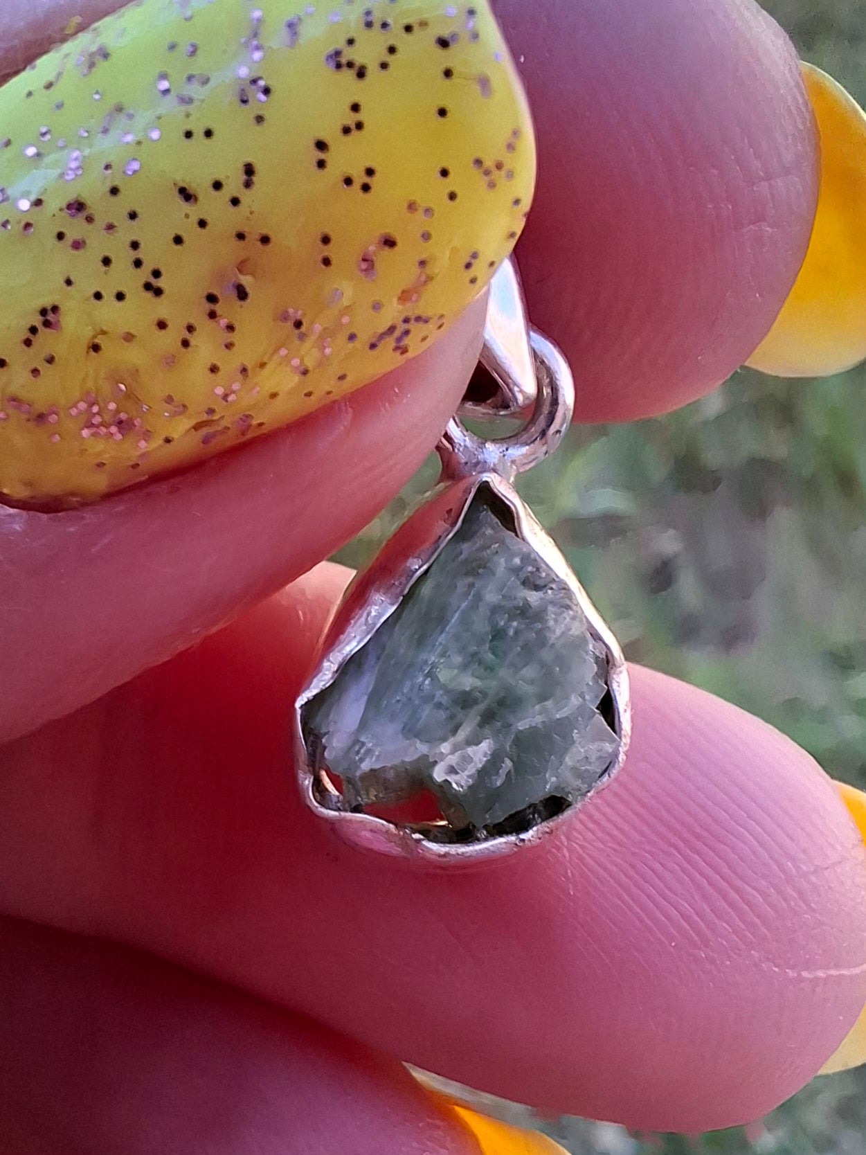 Green Tourmaline Pendant, 925 Silver, Crystal (Ref: GT7)