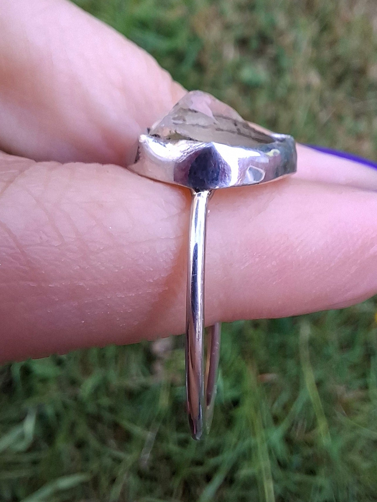 Libyan Desert Glass Ring, size W, 925 Silver, Tektite (Ref: LR61)